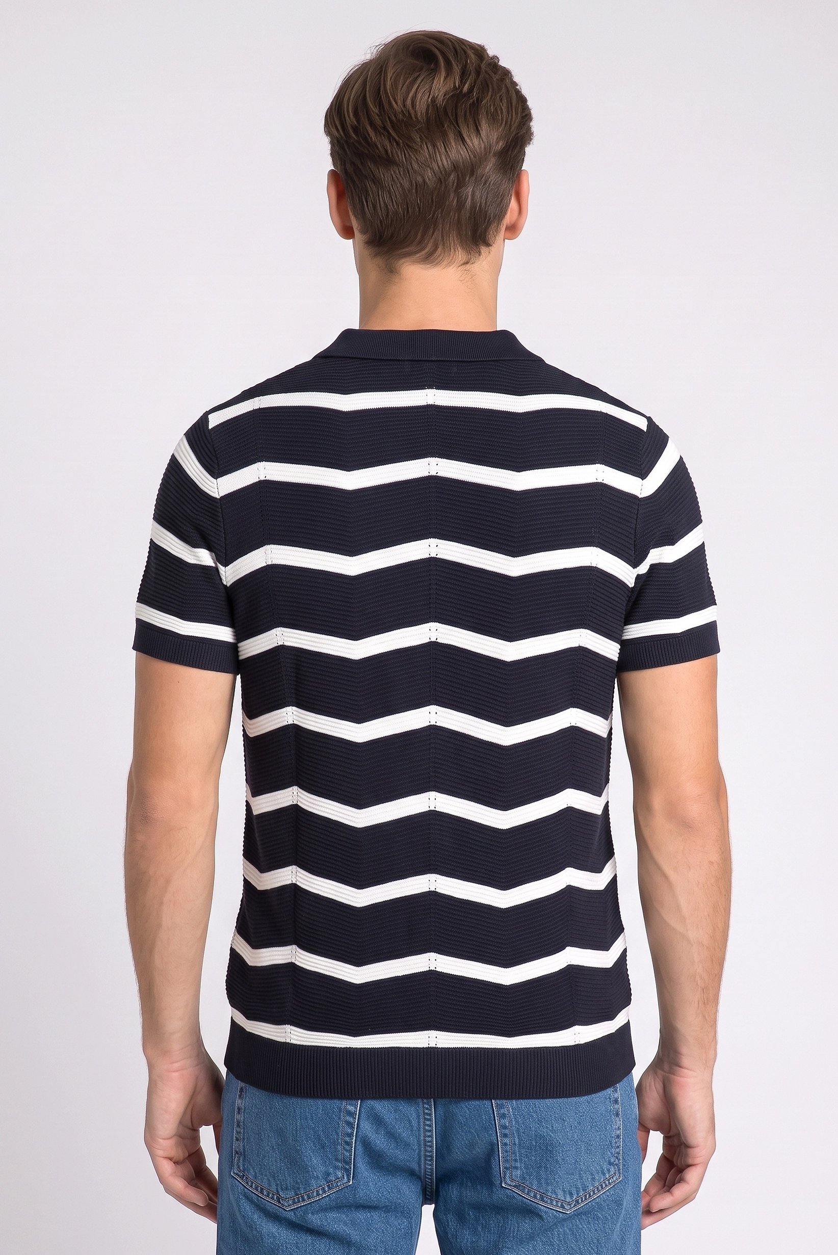 Men Spread Collar Stripe Cardigan, Multicolor