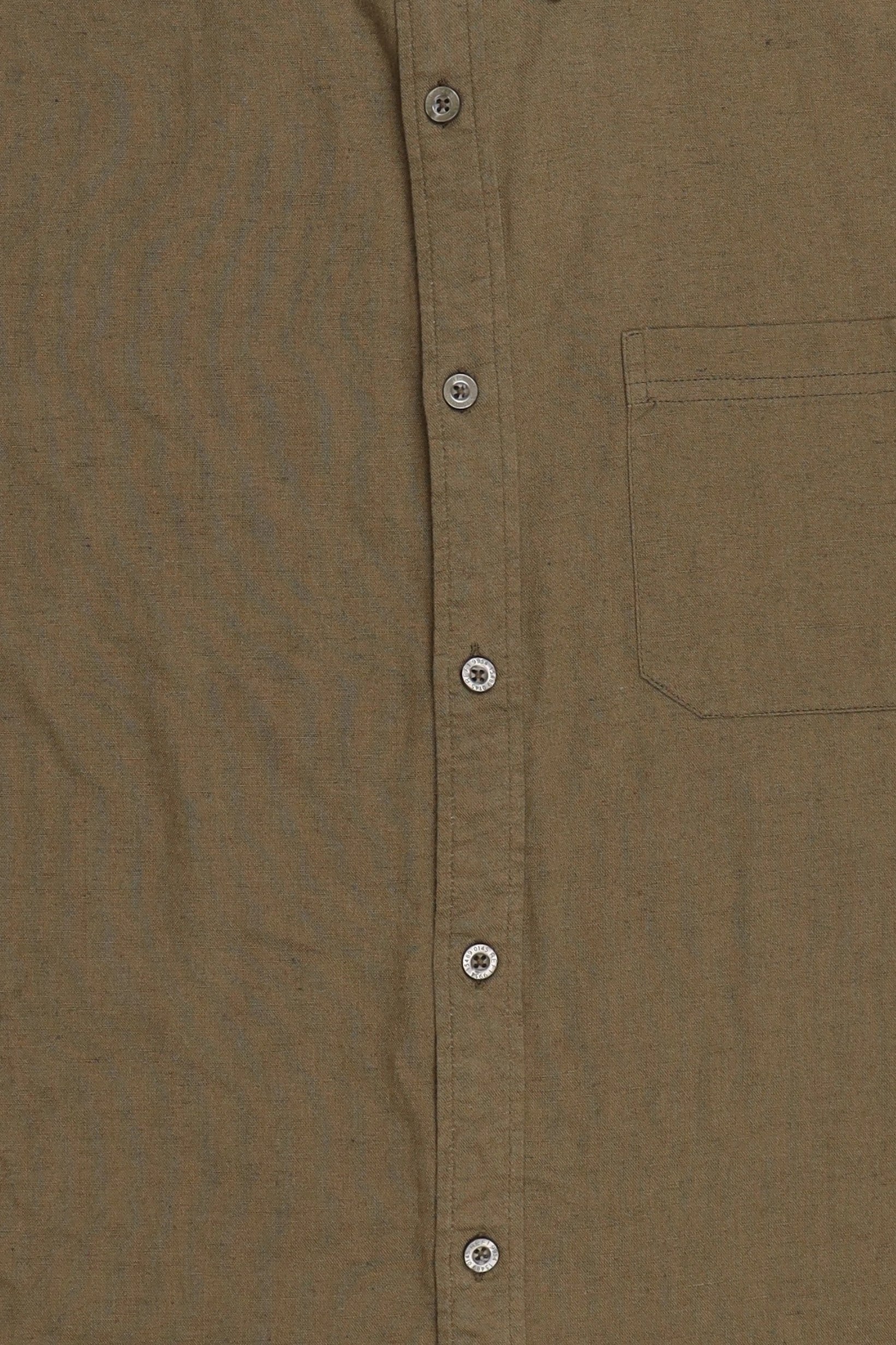 Men Regular Fit Plain Short Sleeve Casual Shirt, Olive