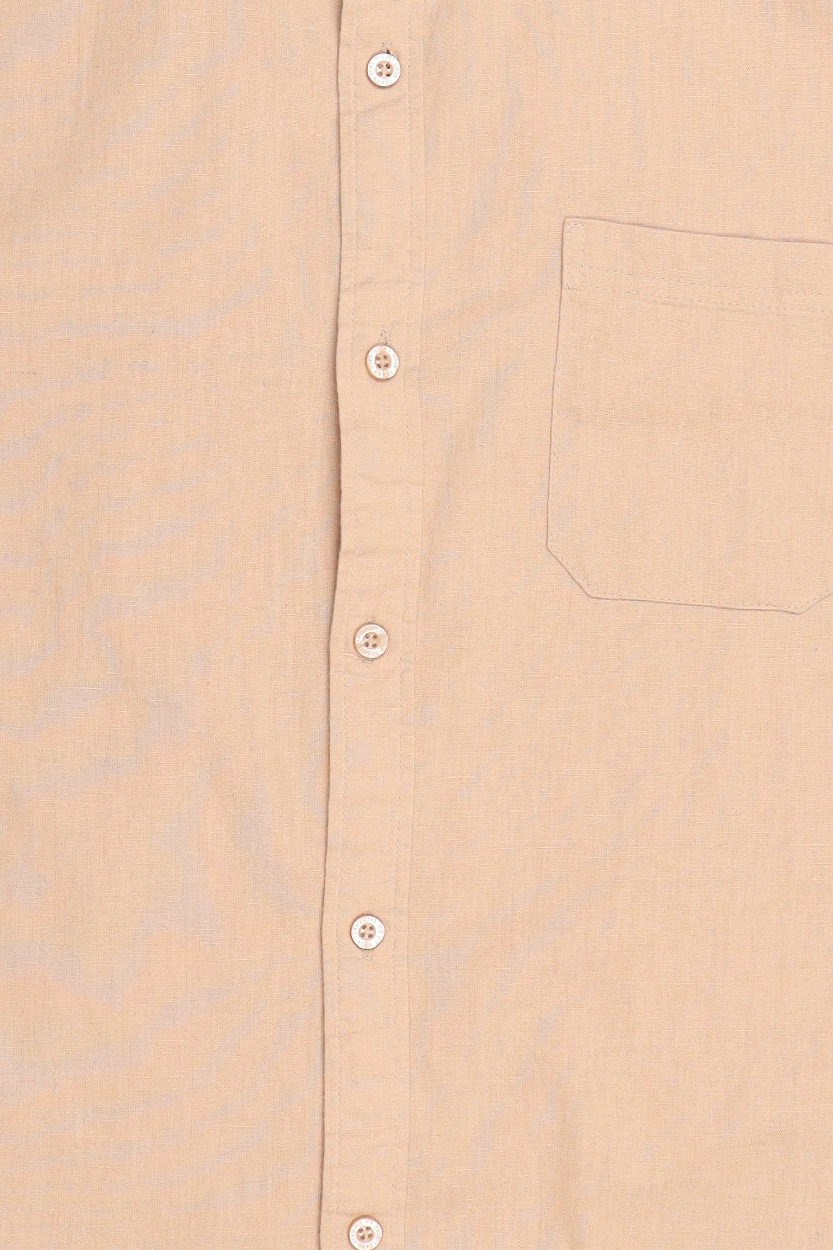 Men Regular Fit Short Sleeve Plain Casual Shirt, Beige