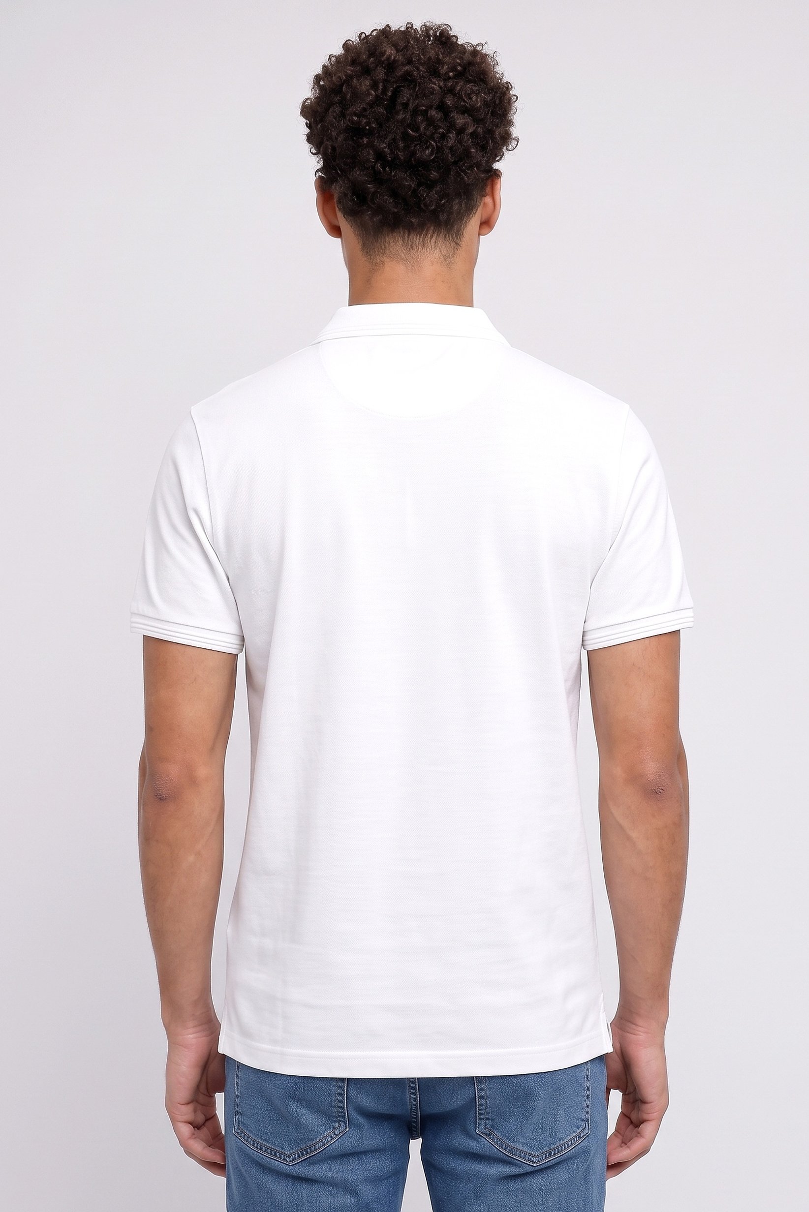 Men Regular Fit Brand Logo Short Sleeve Polo Shirt, White