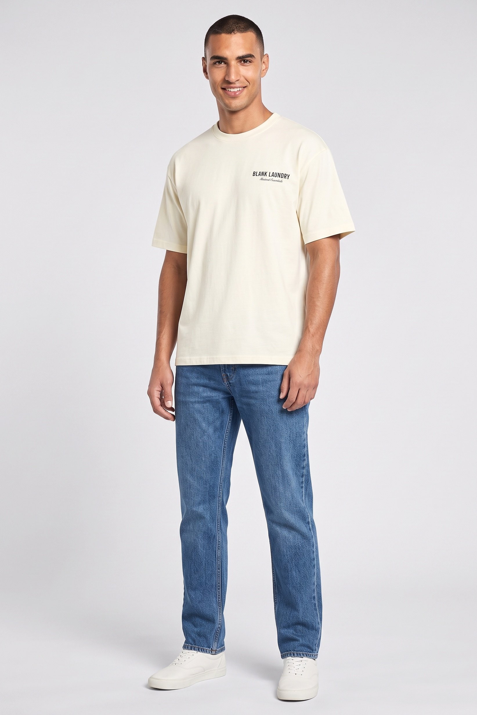 Men Crew Neck Graphic Print Short Sleeve T-Shirt, Beige