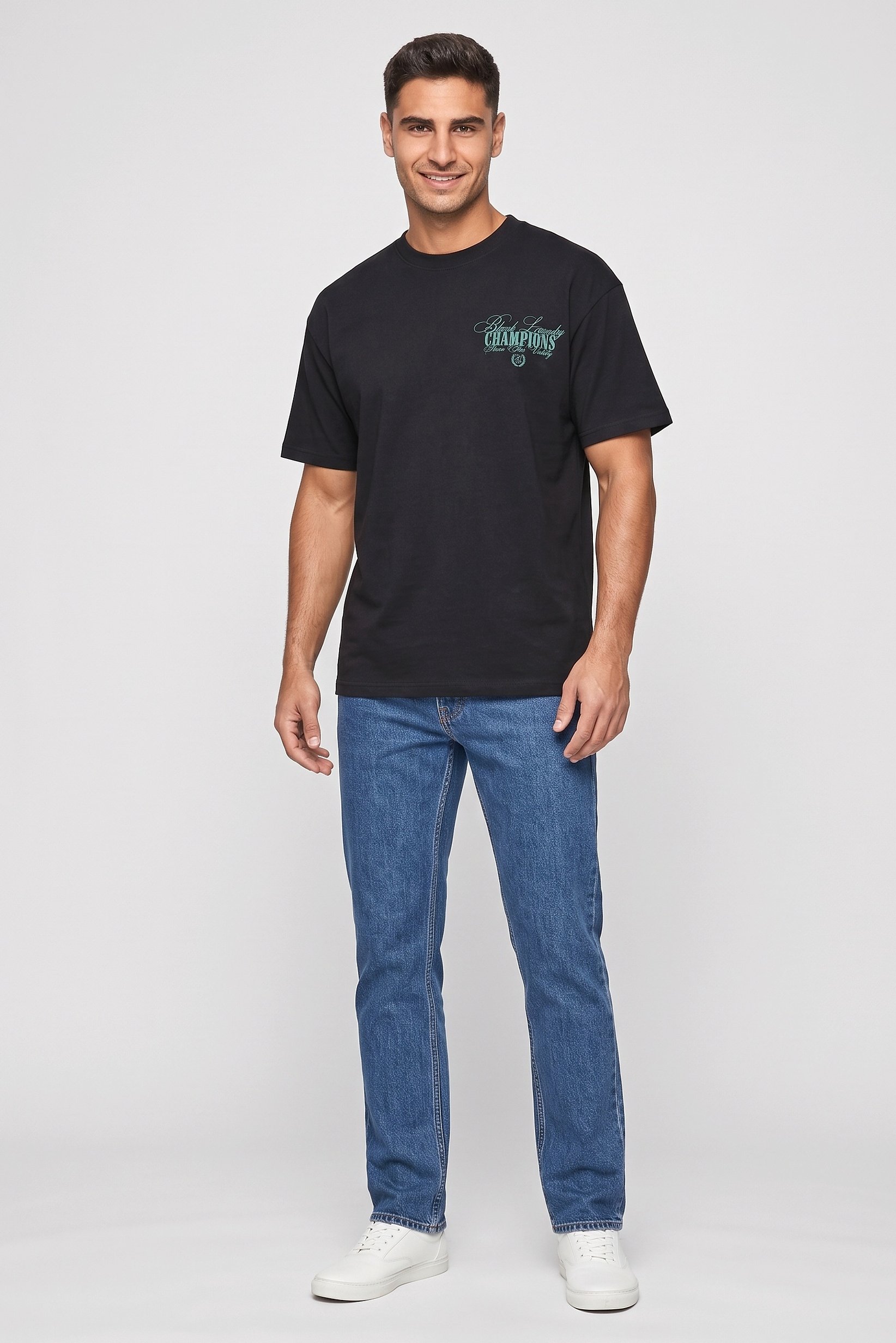 Men Crew Neck Graphic Print Short Sleeve T-Shirt, Black