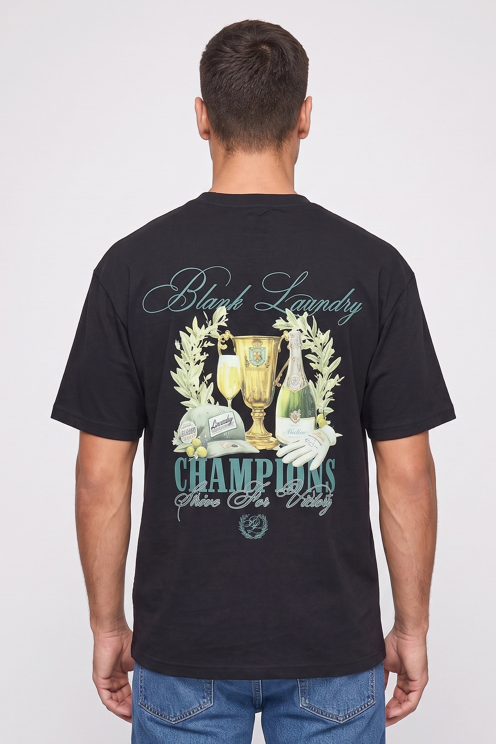 Men Crew Neck Graphic Print Short Sleeve T-Shirt, Black