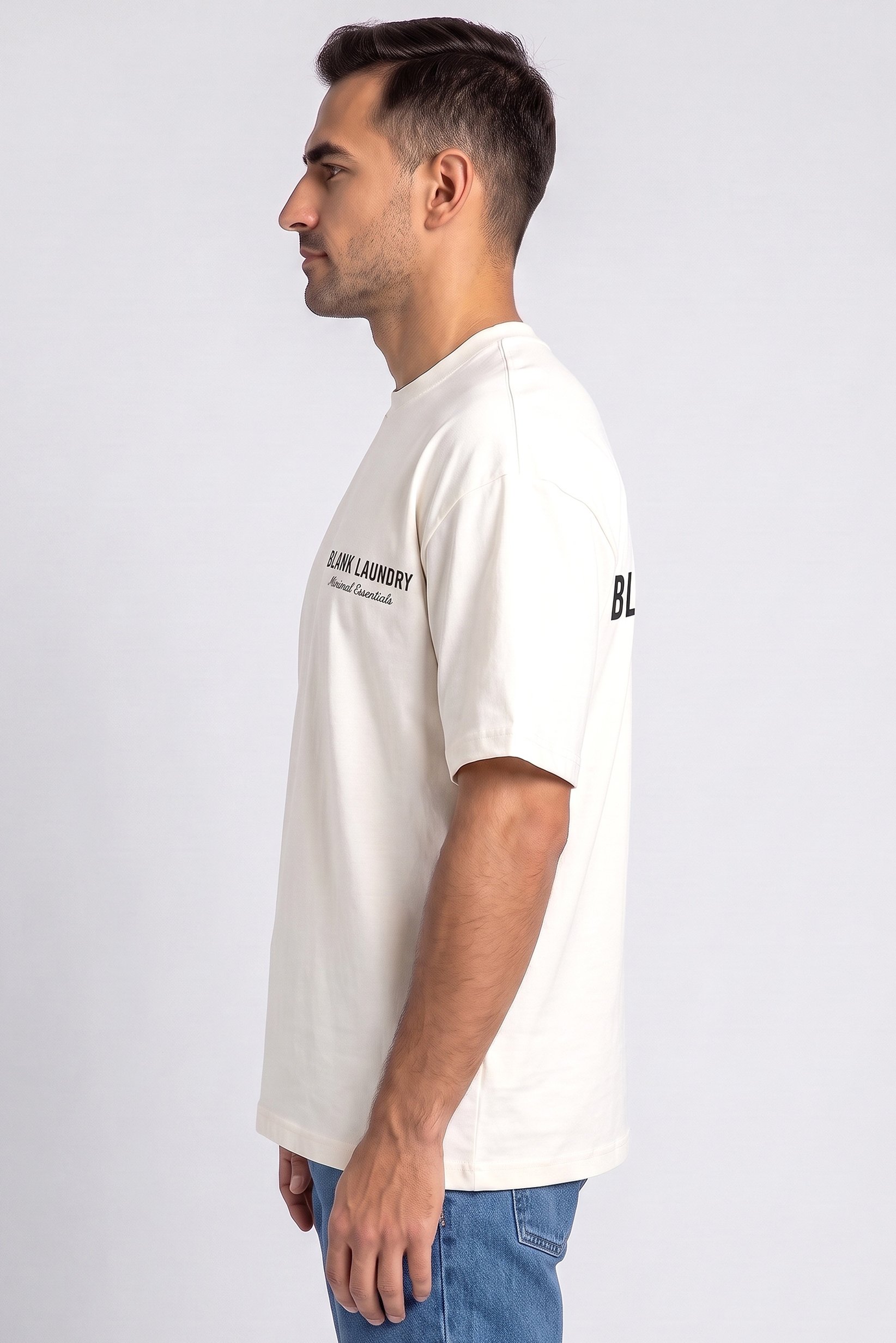 Men Crew Neck Graphic Print Short Sleeve T-Shirt, Beige