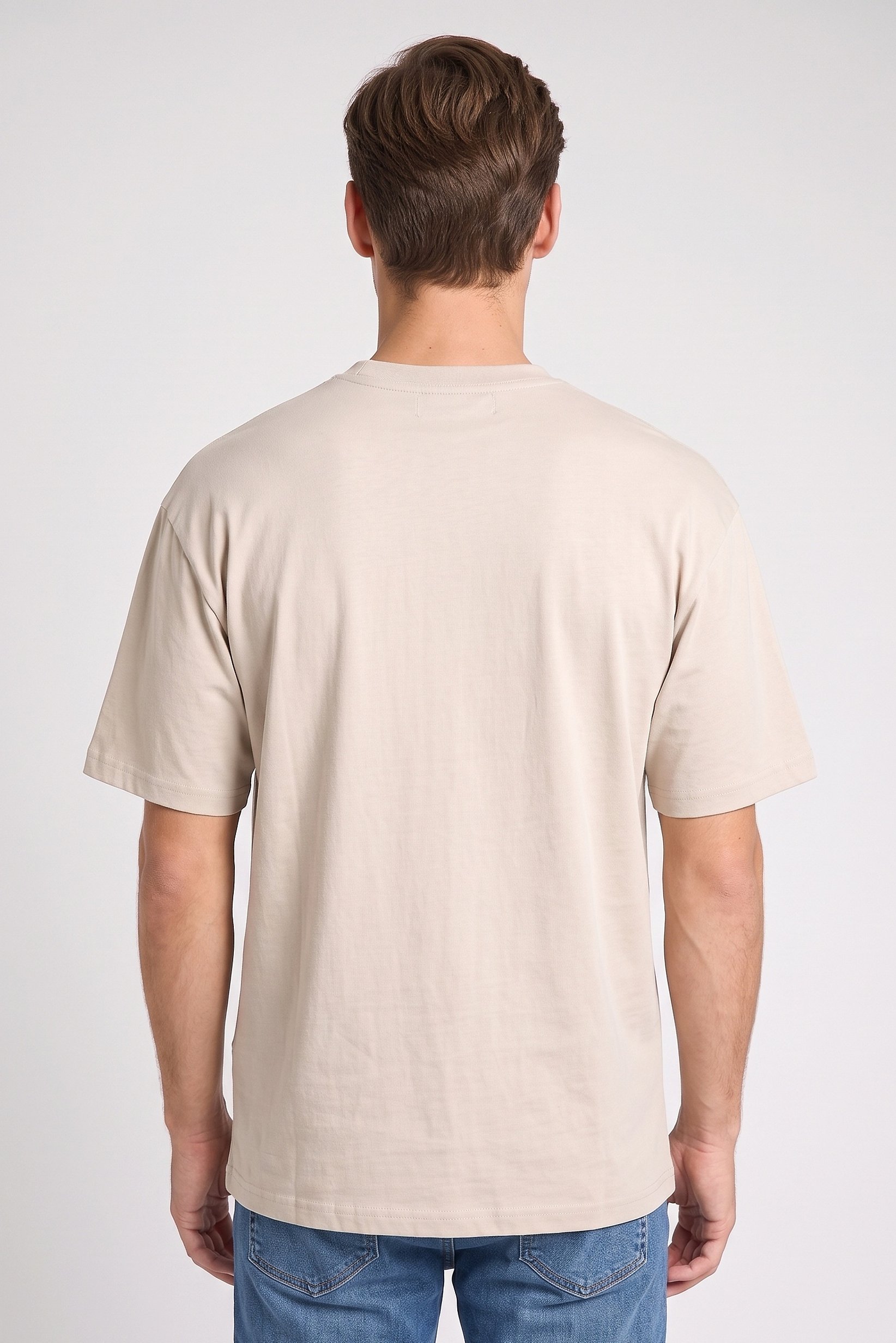 Men Crew Neck Graphic Print Short Sleeve T-Shirt, Tan