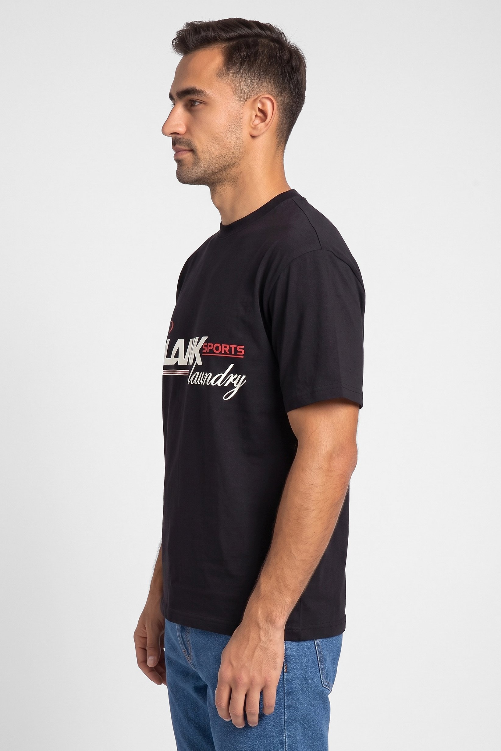 Men Crew Neck Graphic Print Short Sleeve T-Shirt, Black