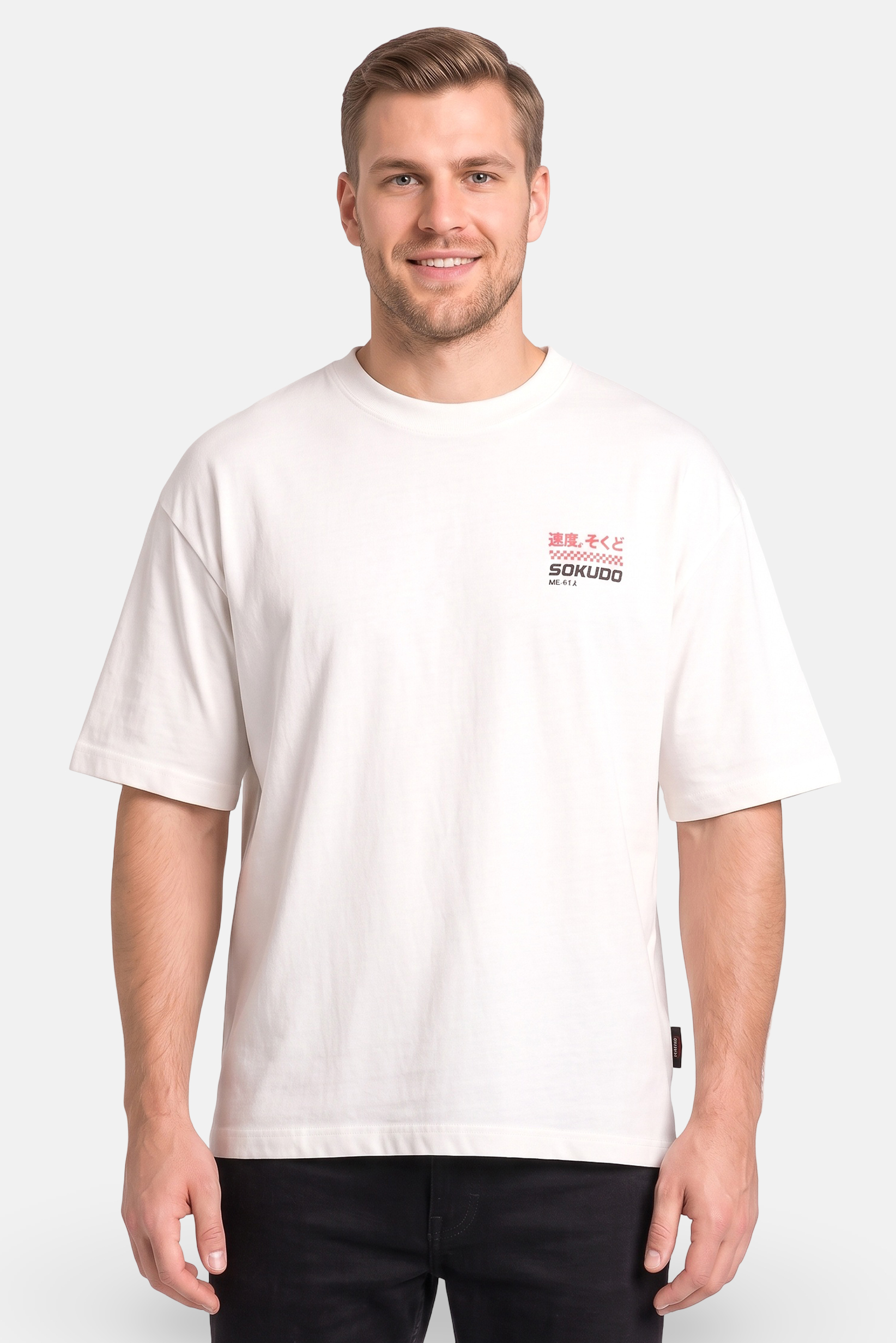 Men Crew Neck Short Sleeve Brand Logo T-Shirt, Off White