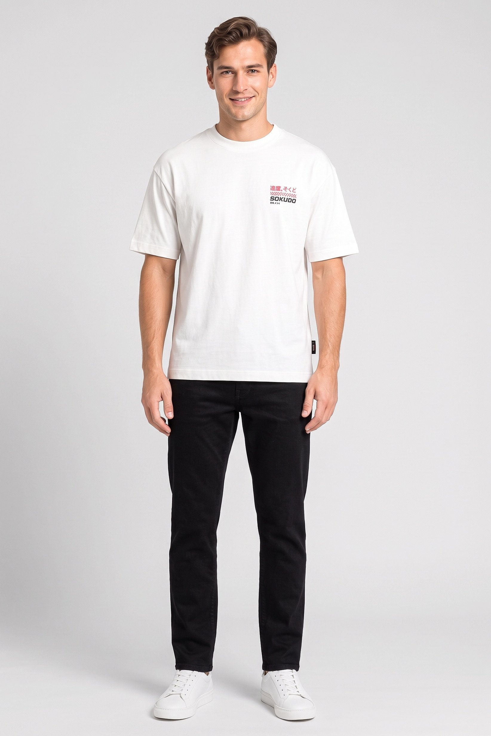 Men Crew Neck Short Sleeve Brand logo T-shirt, Off White