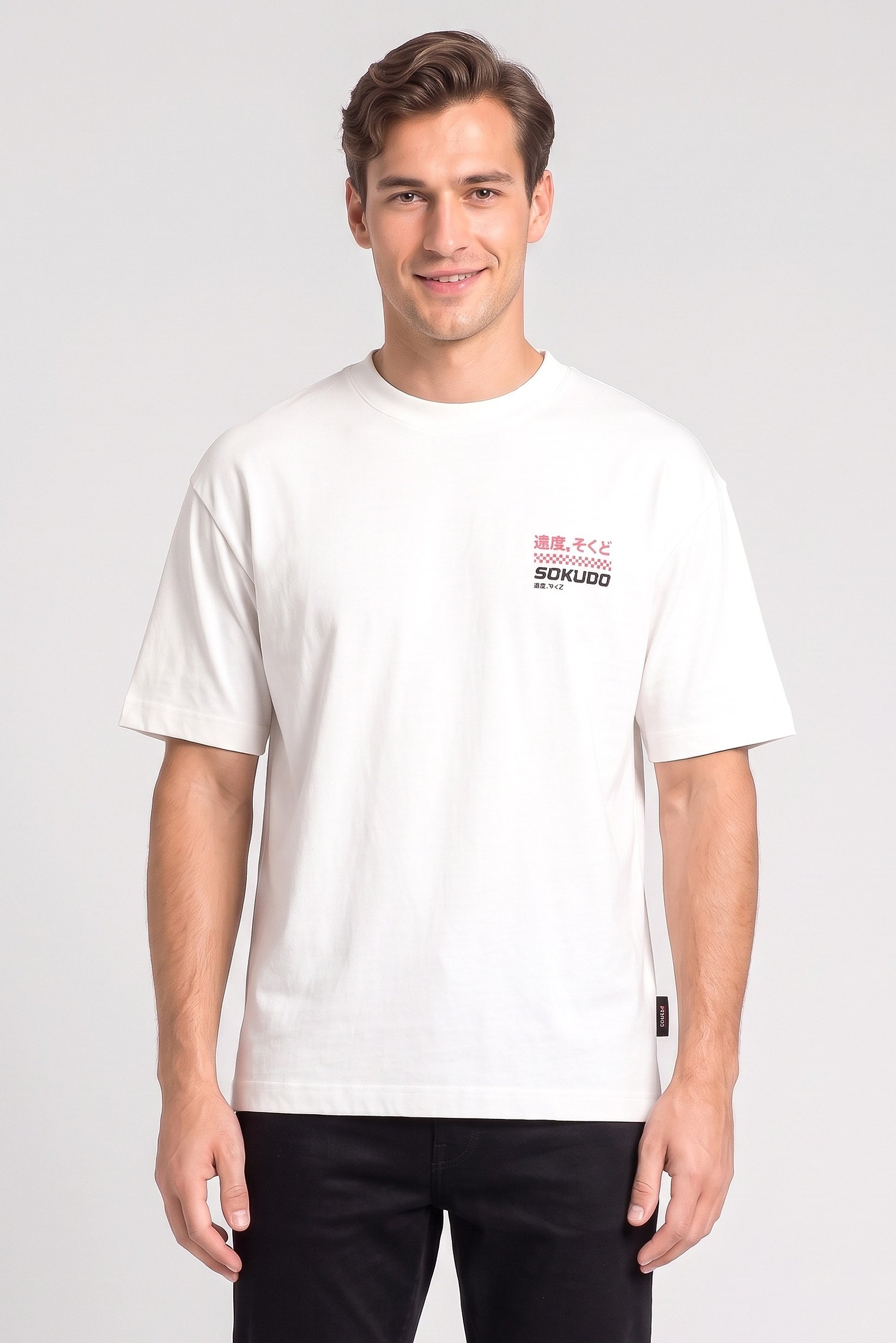 Men Crew Neck Short Sleeve Brand logo T-shirt, Off White