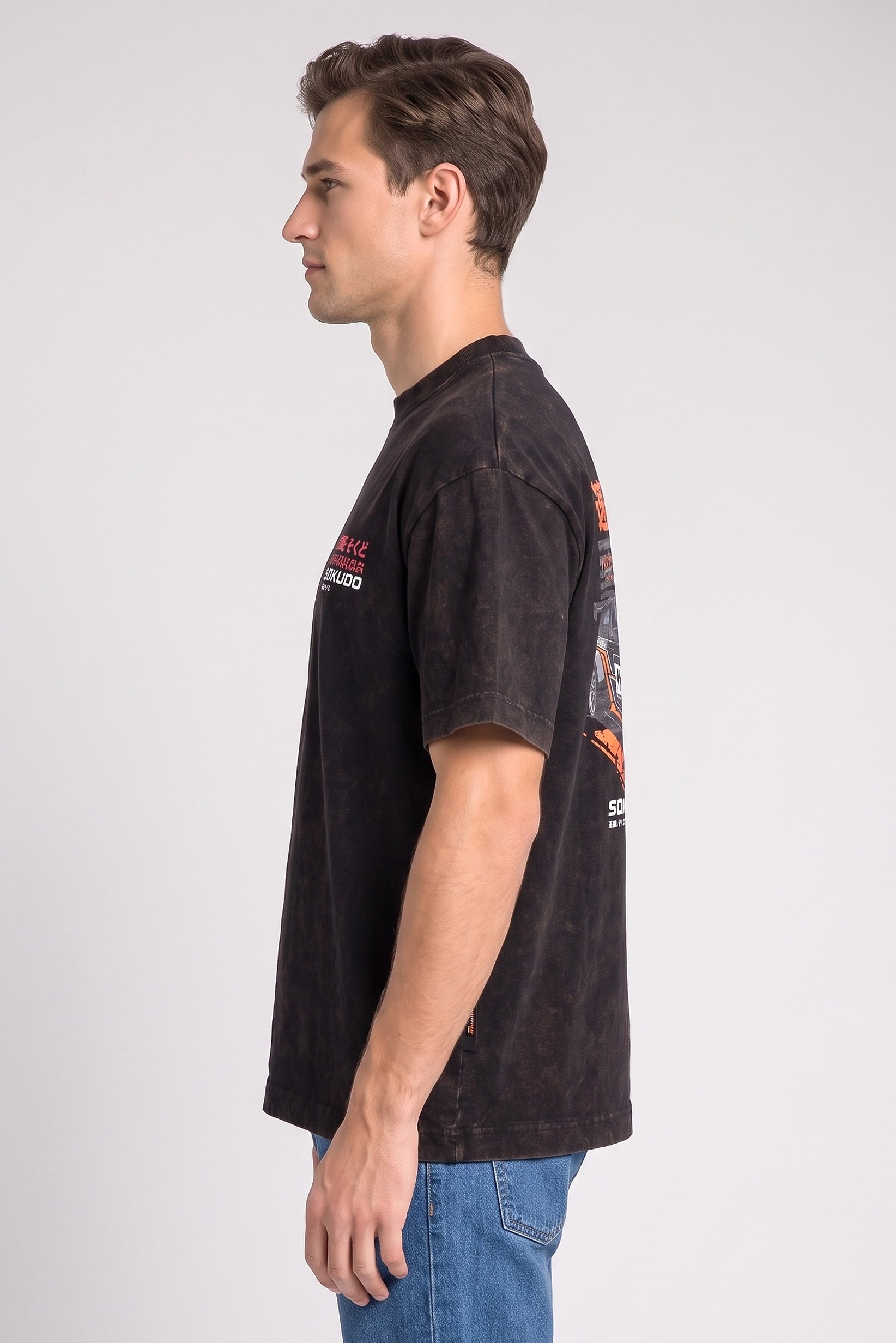 Men Crew Neck Short Sleeve Washed T-Shirt, Multicolor