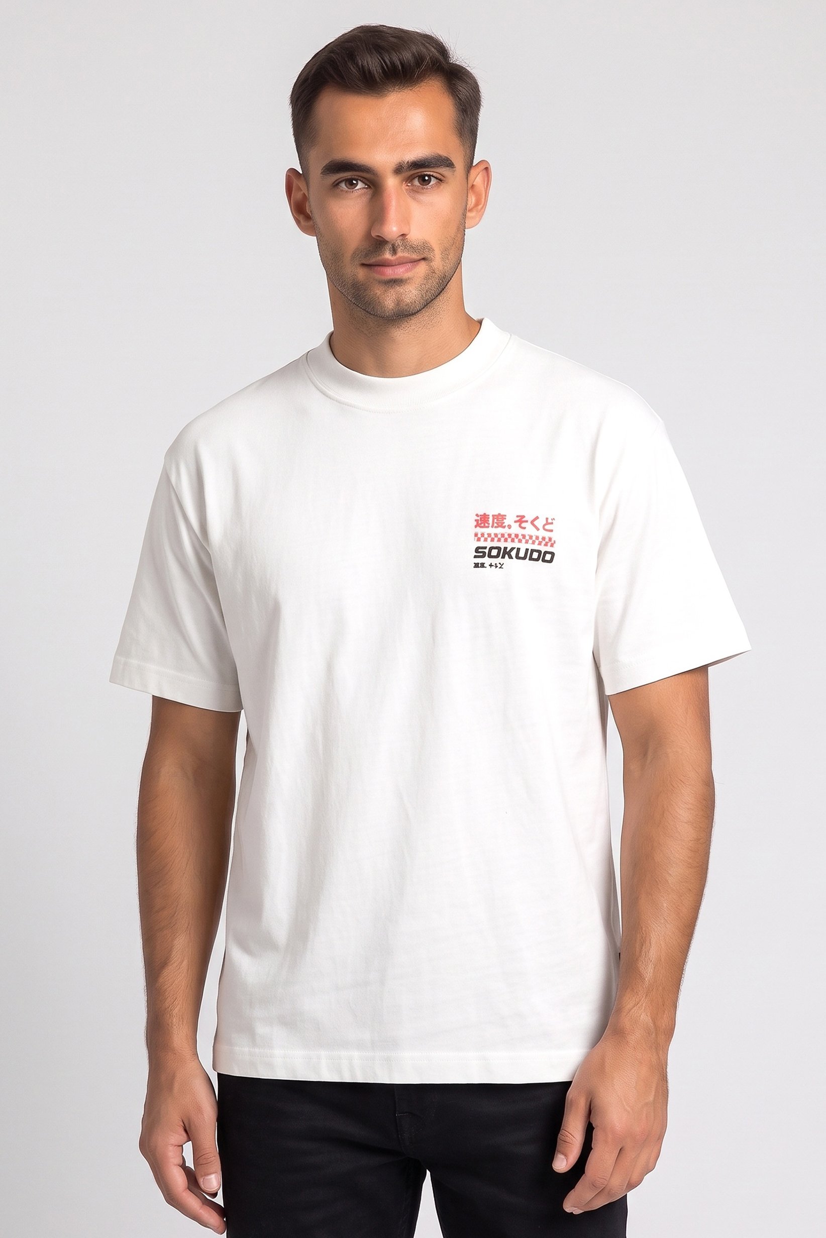 Men Crew Neck Short Sleeve Graphic Print T-Shirt, White