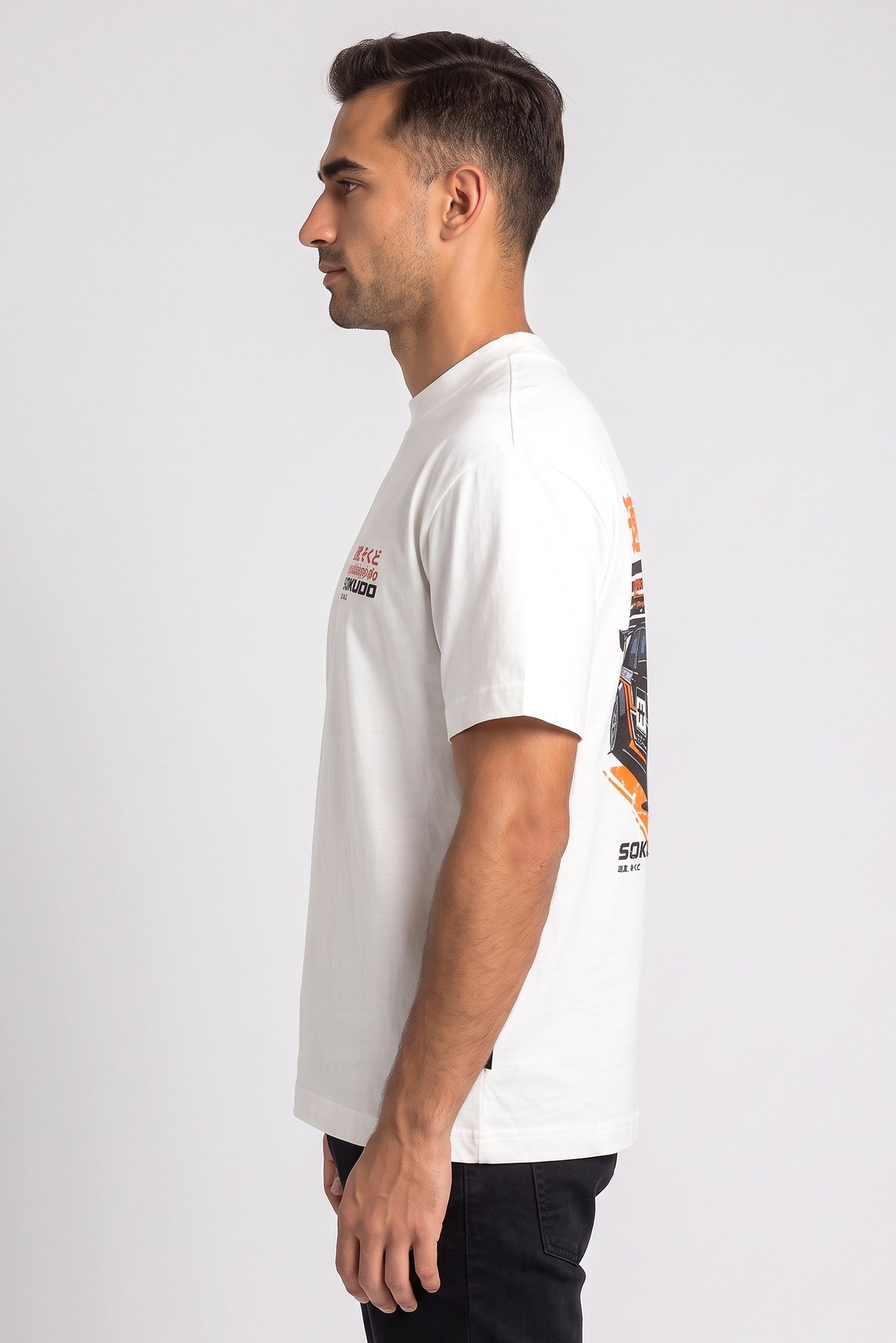 Men Crew Neck Short Sleeve Graphic Print T-Shirt, White