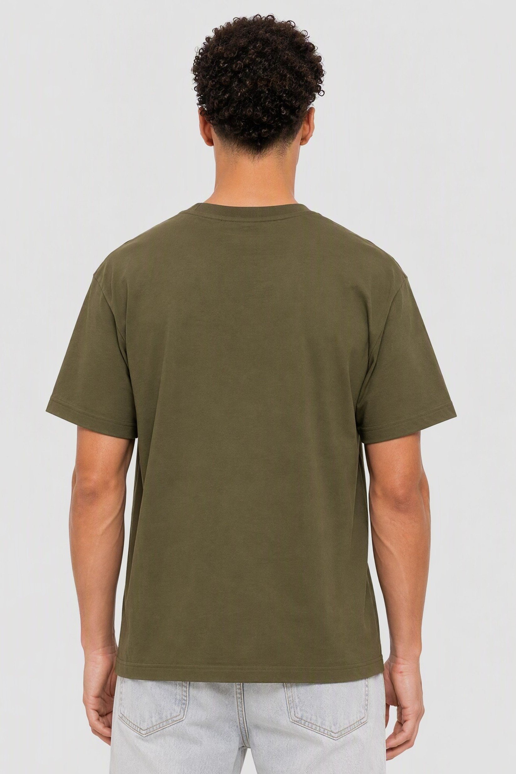 Men Crew Neck Brand Logo Short Sleeve T-Shirt, Olive