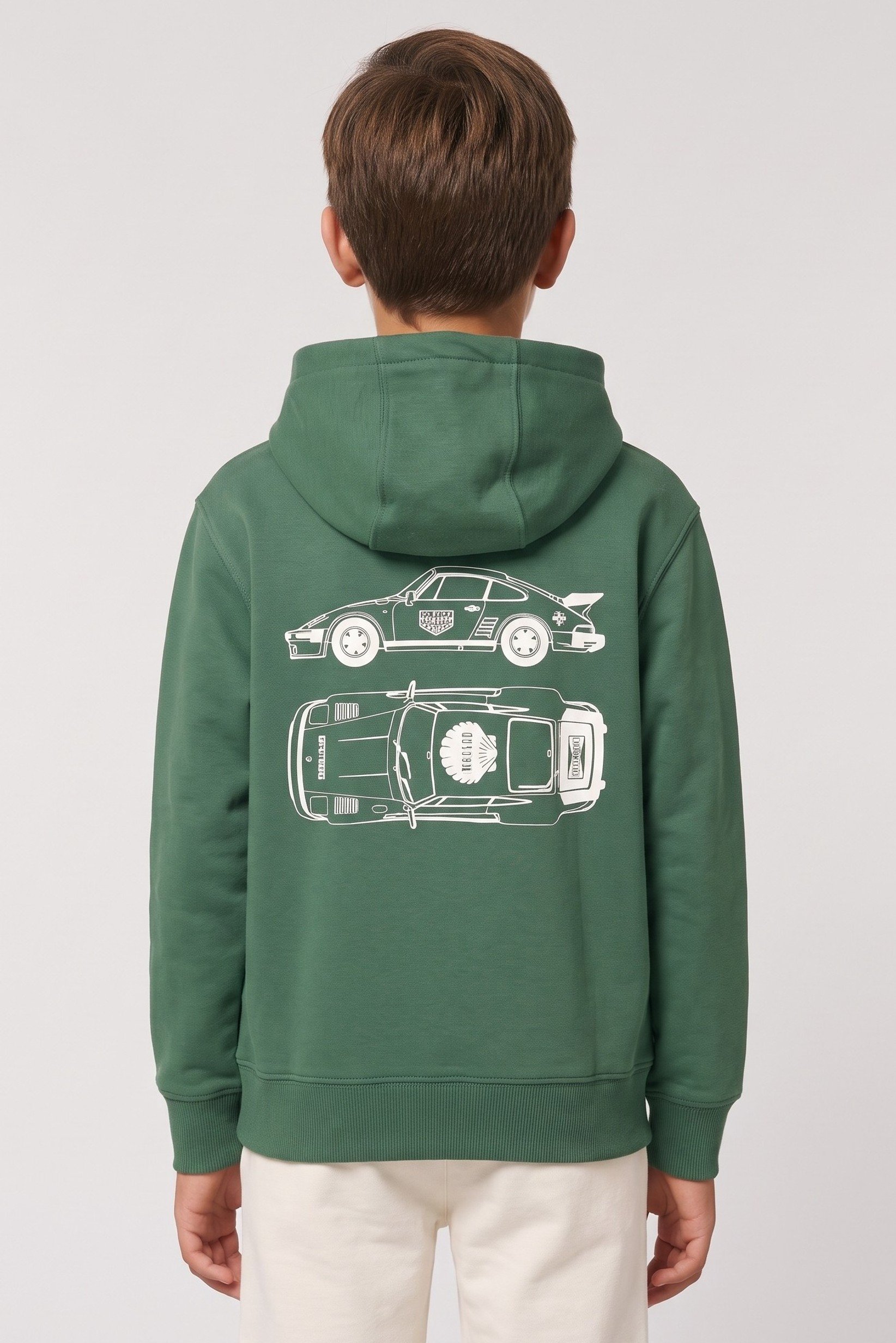 Kids Boy Embroidered Log Long Sleeve Hoodie, Forest Green