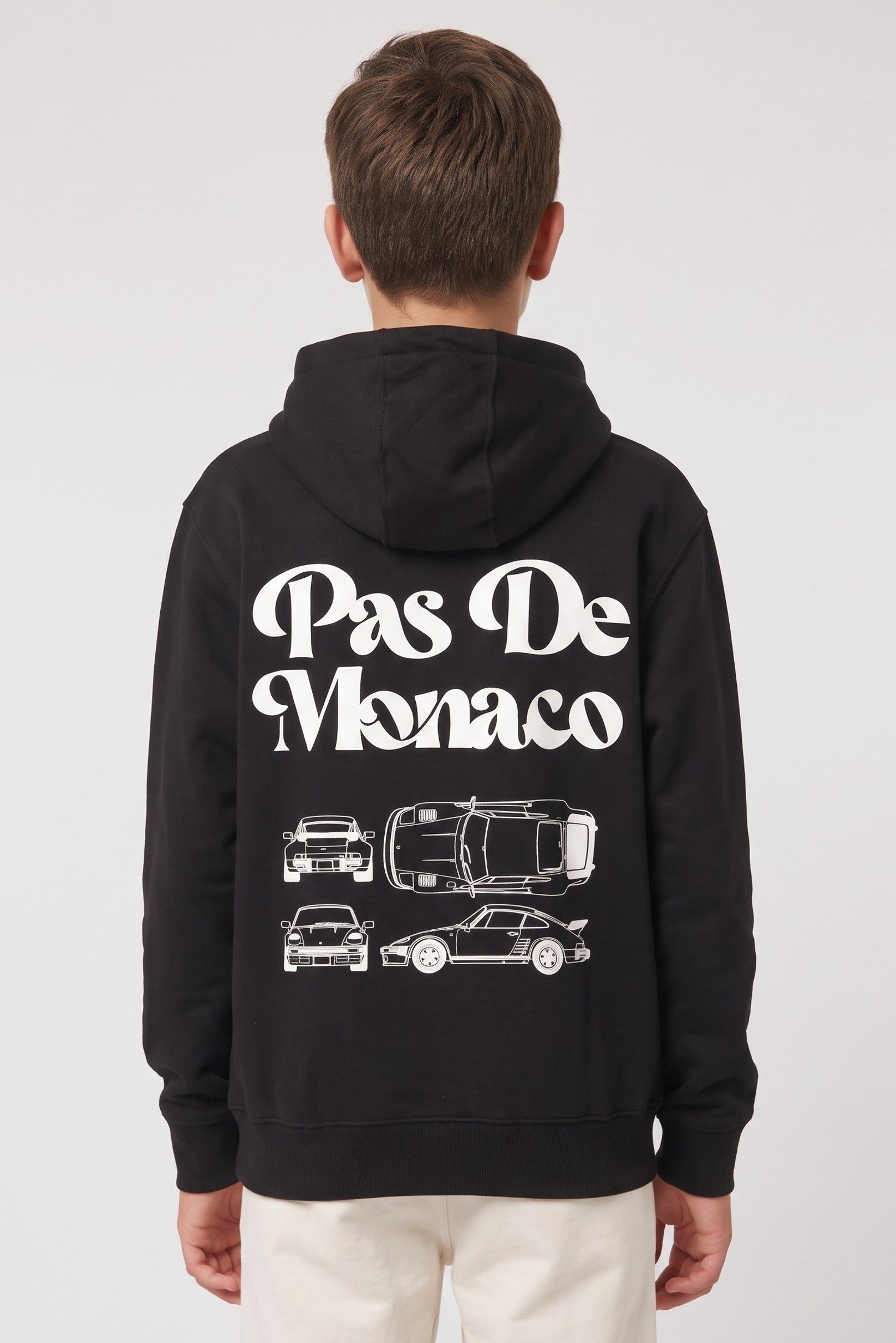 Kids Boy Graphic Print Long Sleeve Hoodie, Black
