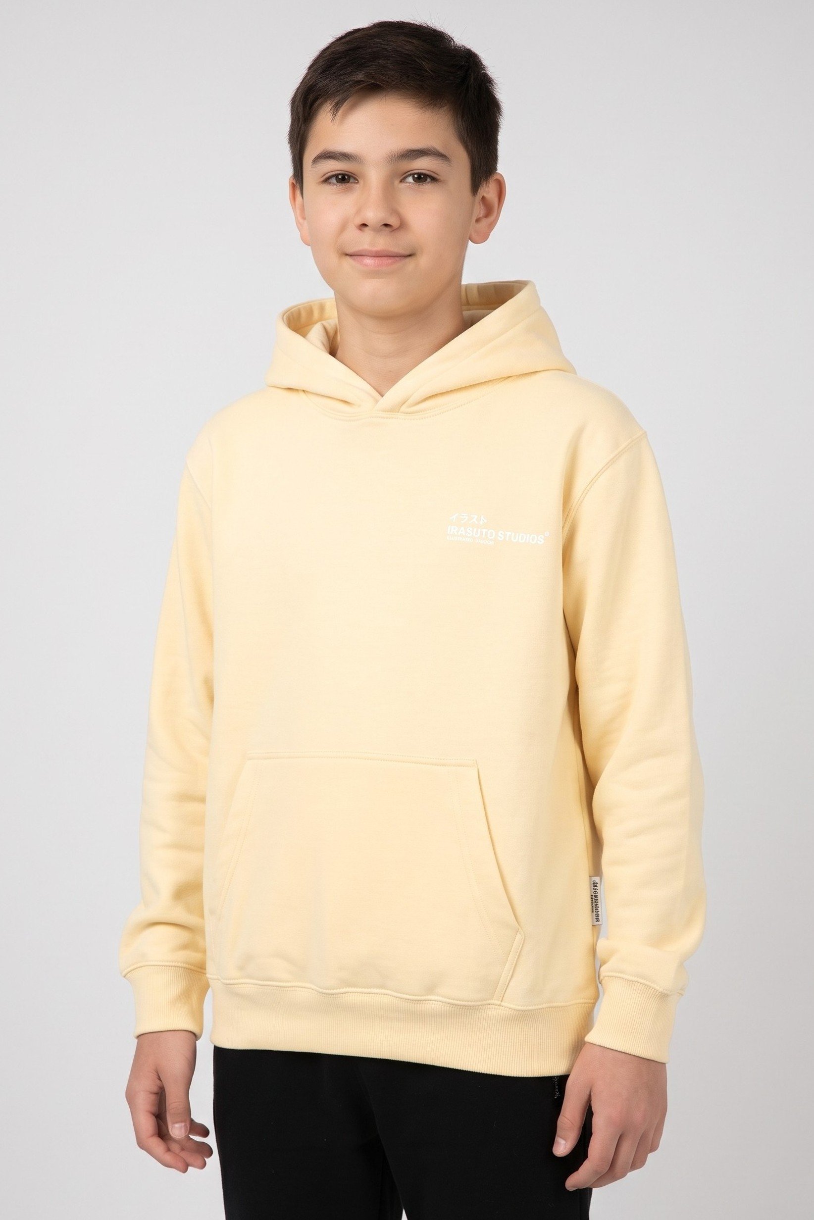 Kids Boy Graphic Print Long Sleeve Hoodie, Dark Beige