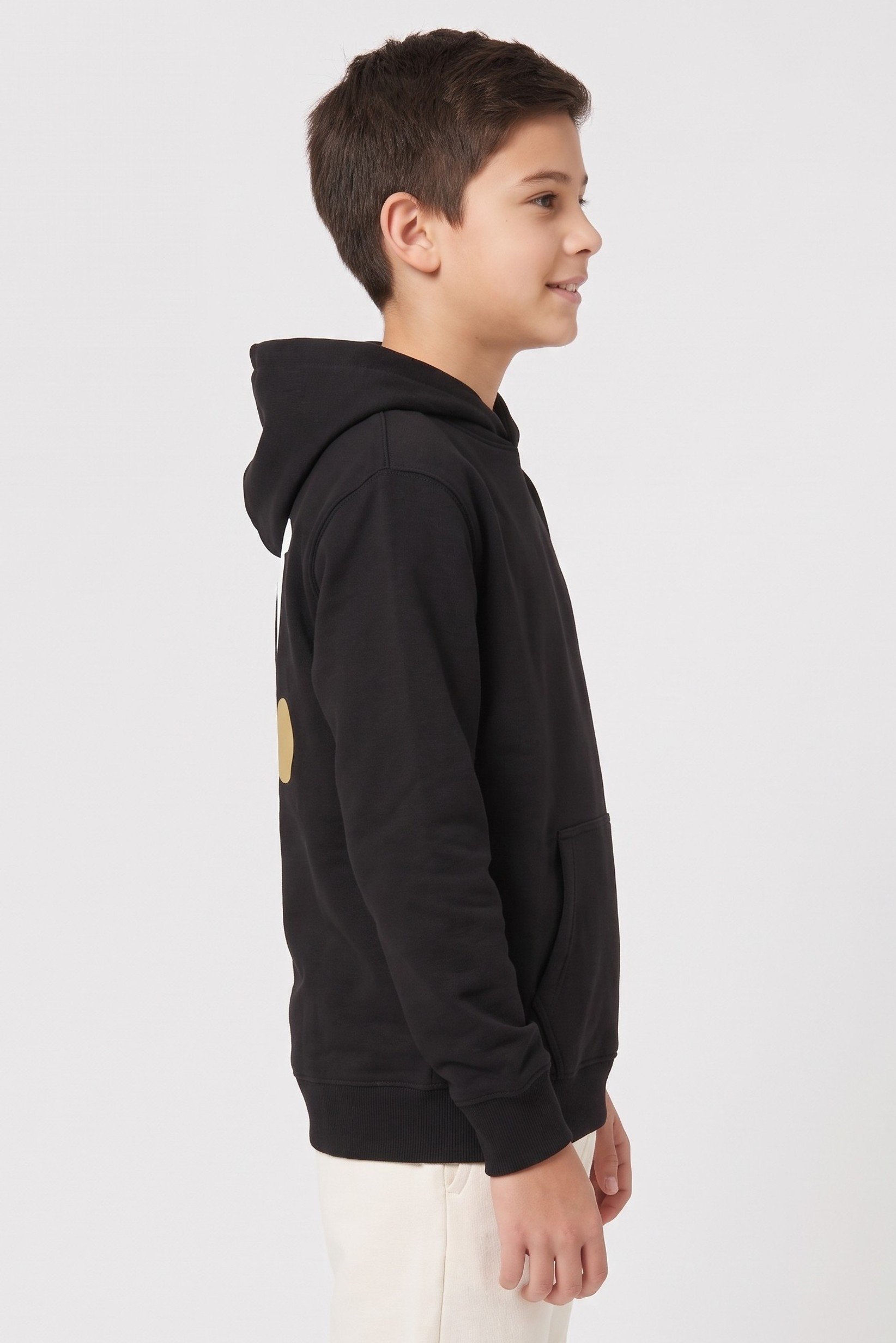 Kids Boy Brand Logo Long Sleeve Hoodie, Black