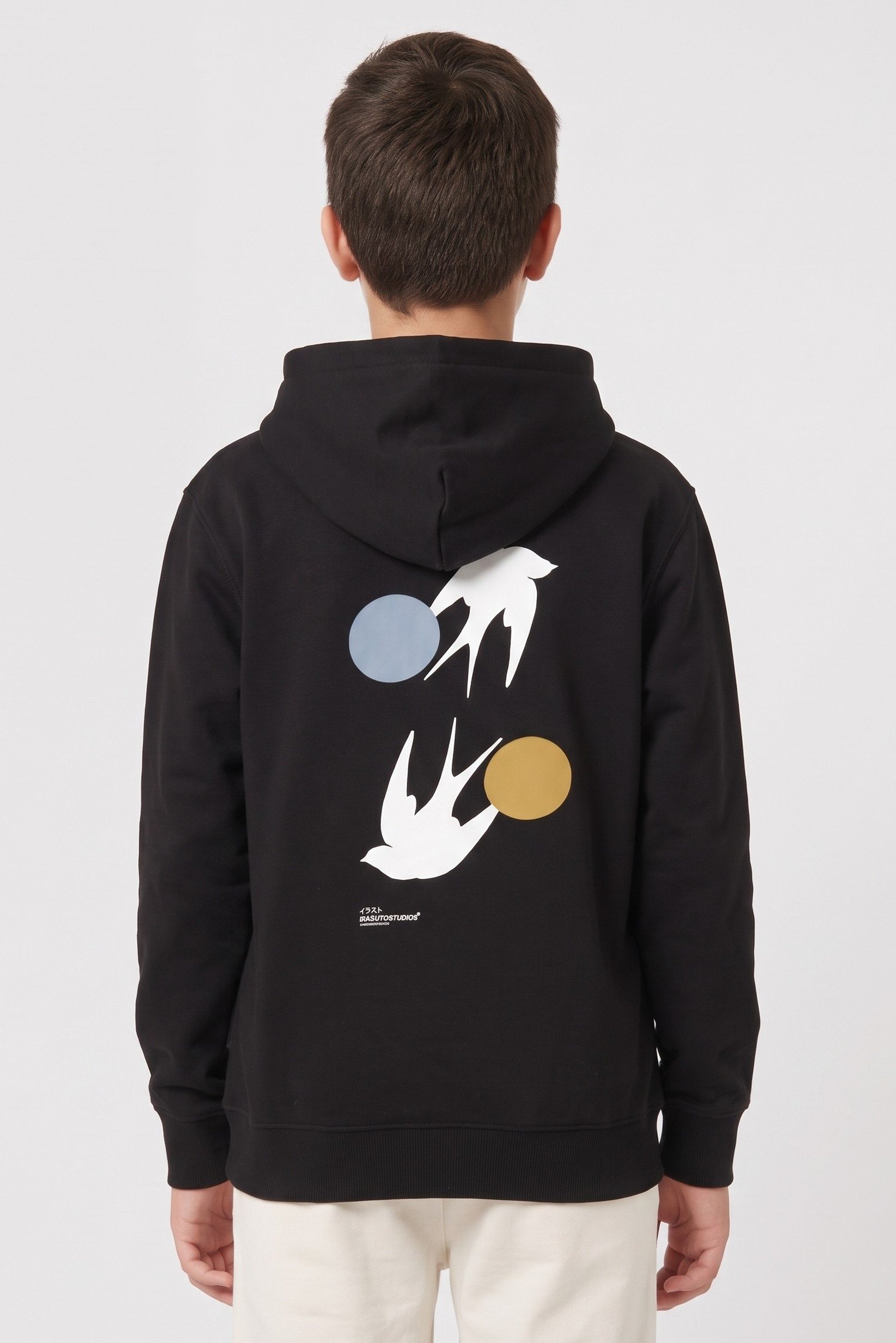 Kids Boy Brand Logo Long Sleeve Hoodie, Black
