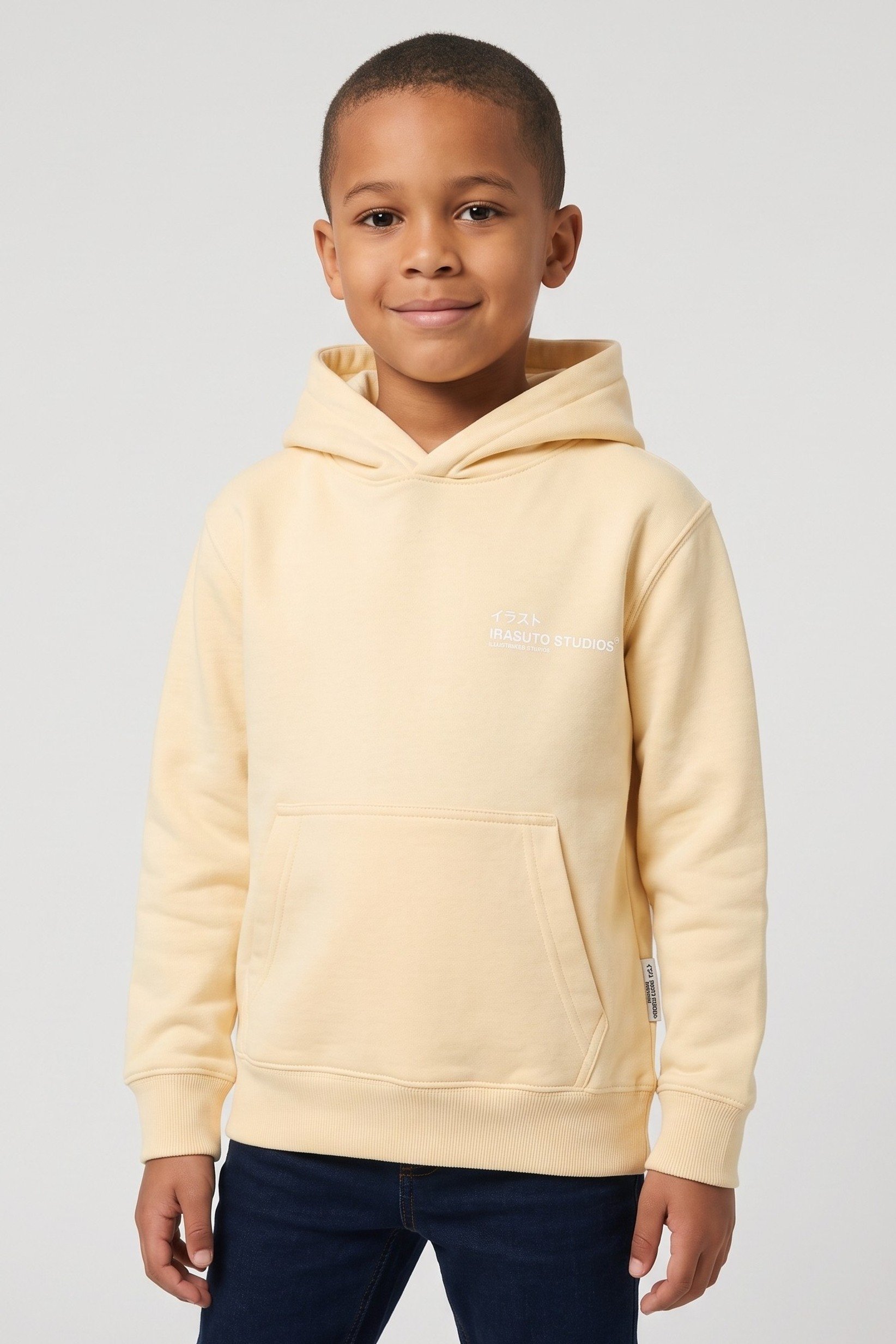 Kids Boy Graphic Print Long Sleeve Hoodie, Dark Beige