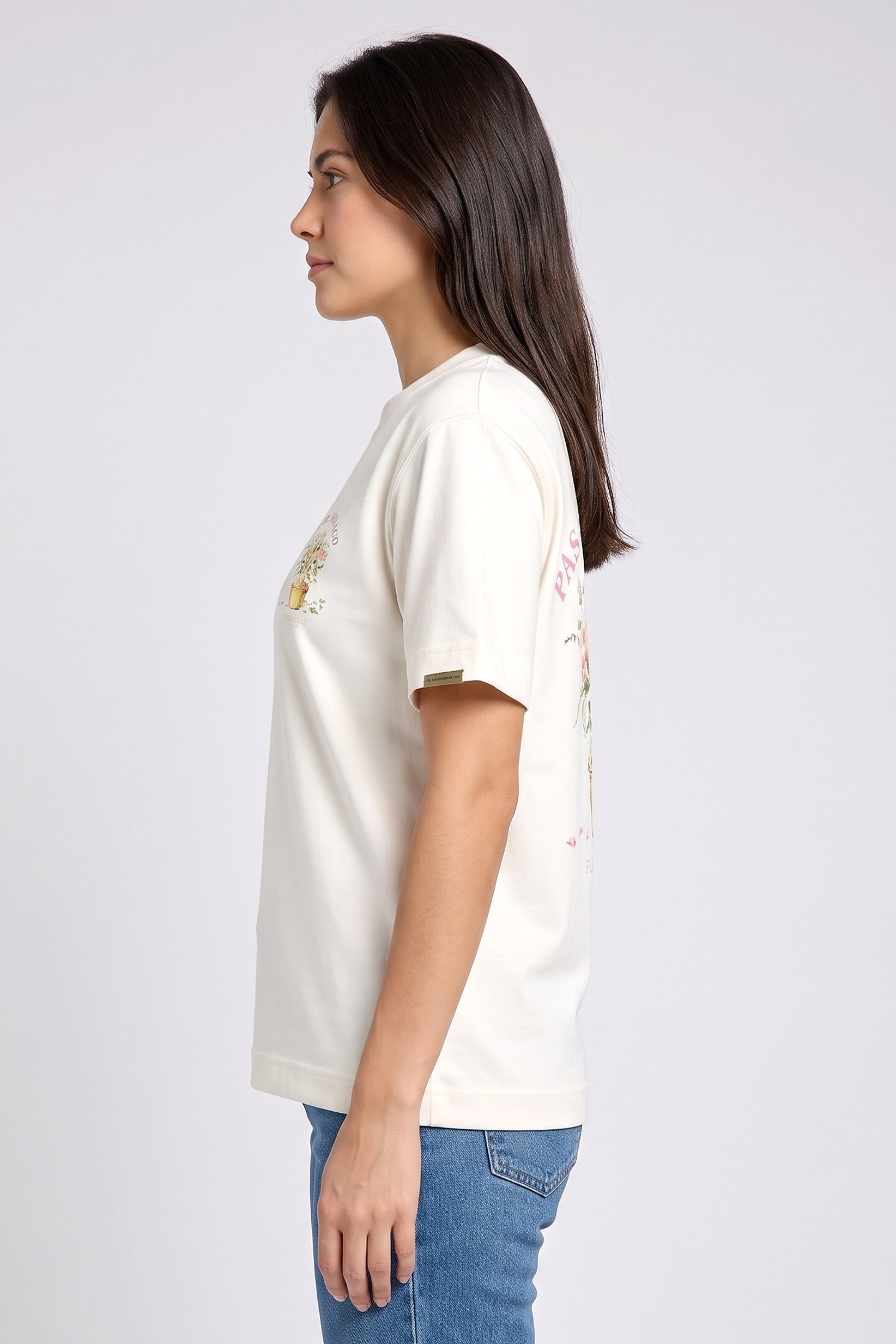 Women Crew Neck Short Sleeve Graphic Print T-Shirt, Off White