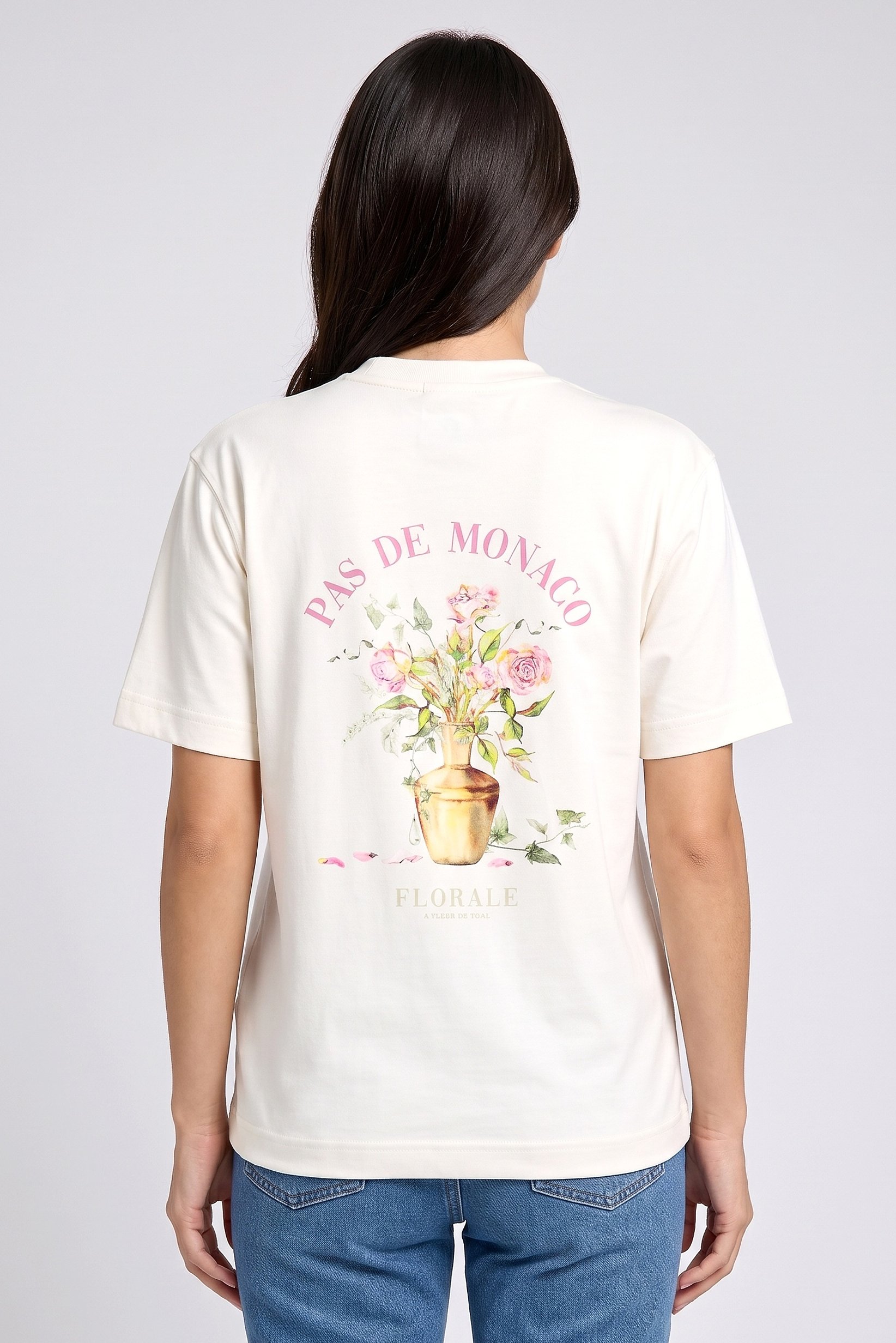 Women Crew Neck Short Sleeve Graphic Print T-Shirt, Off White