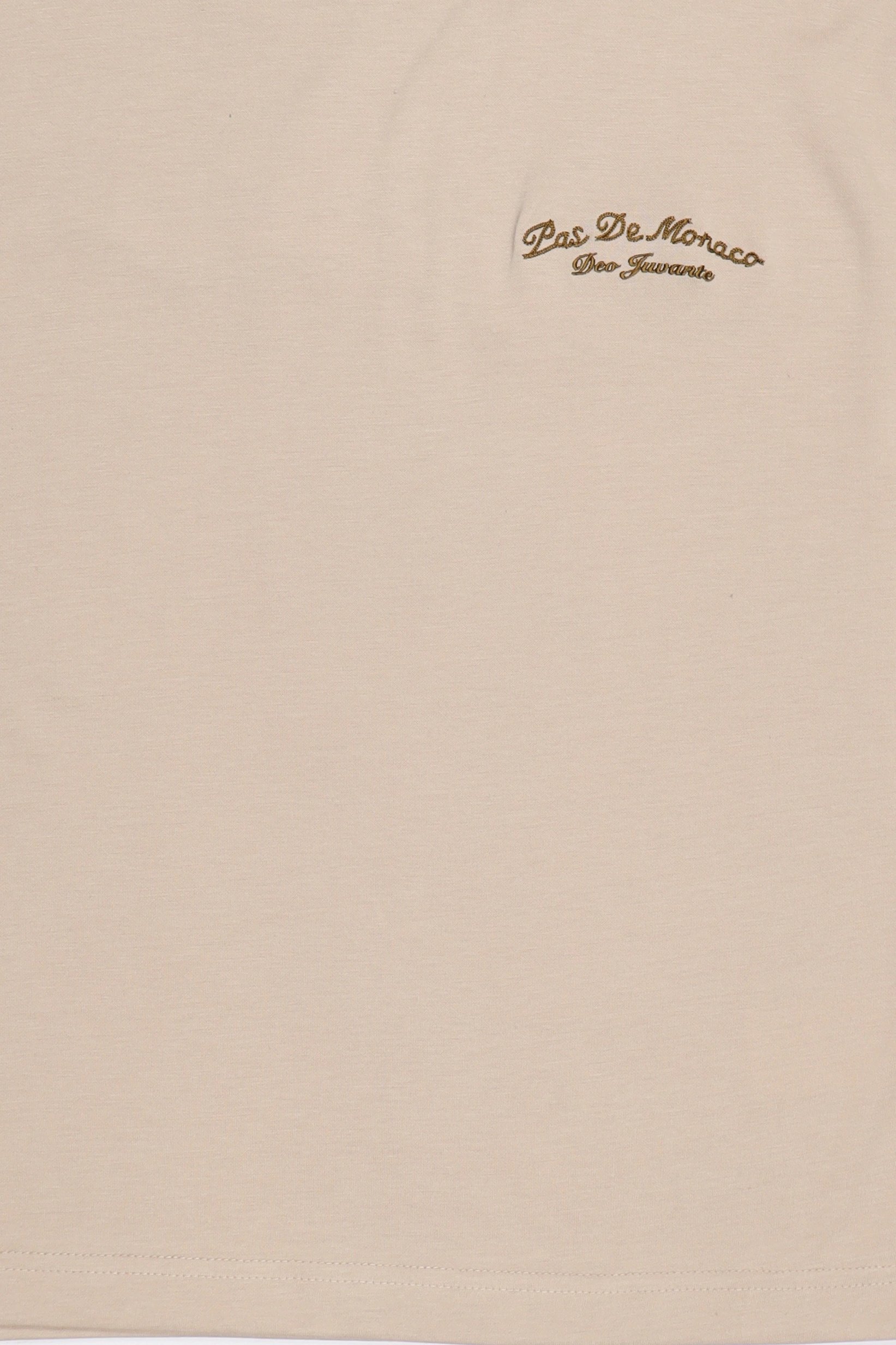 Women Crew Neck Short Sleeve  Embroidered Logo T-Shirt, Beige