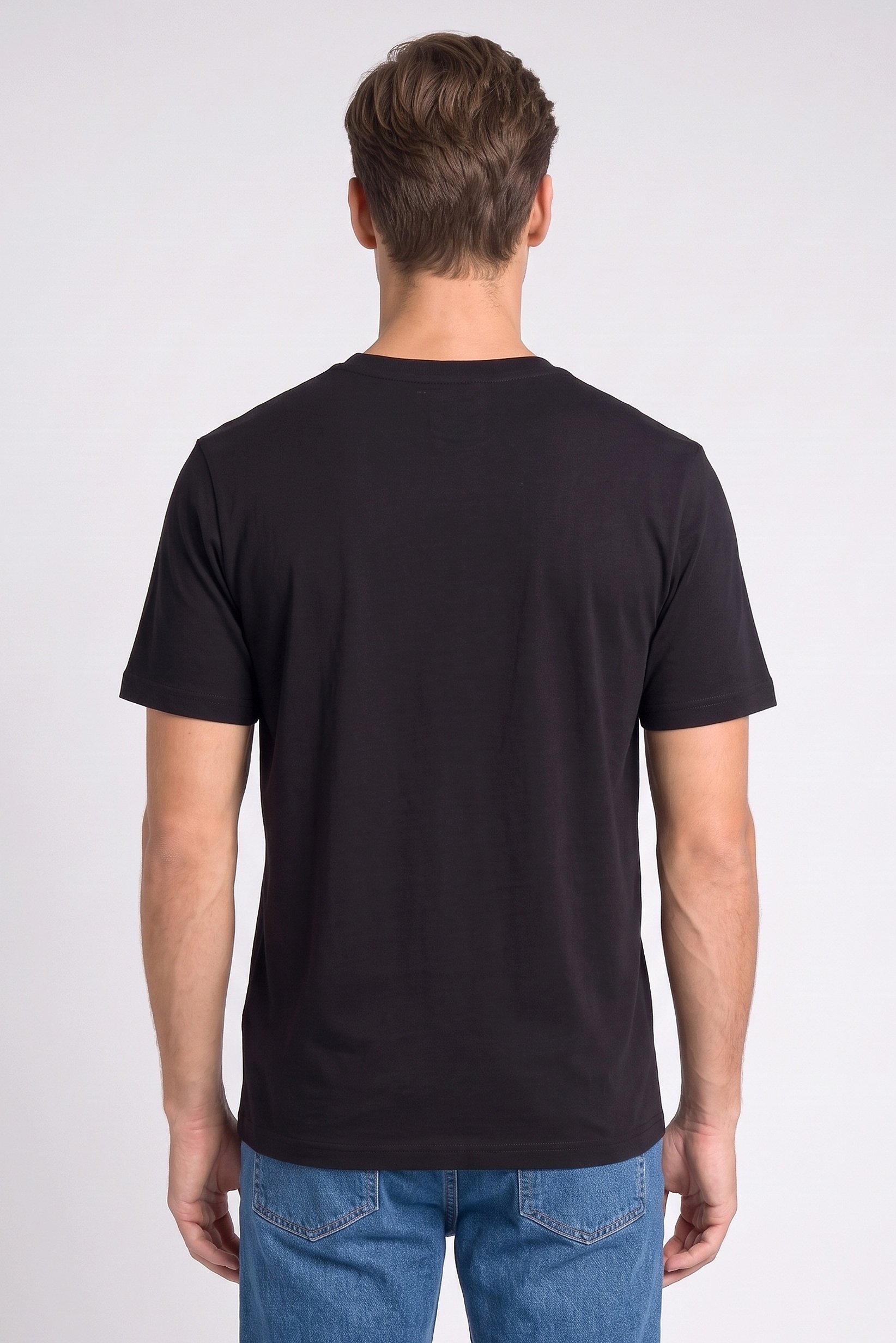 Men Crew Neck Short Sleeve Brand Logo T-Shirt, Black