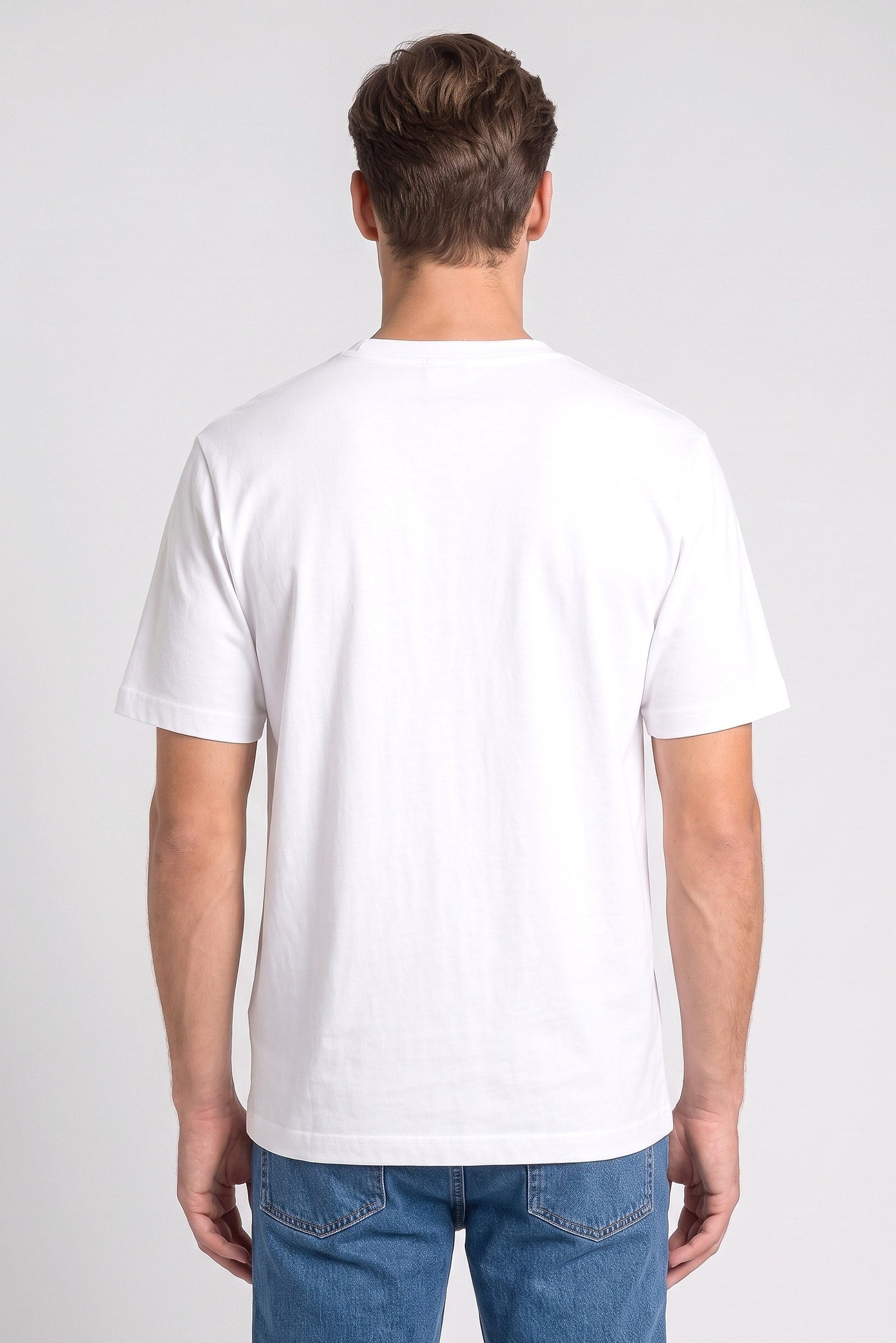 Men Crew Neck Short Sleeve Brand Logo T-Shirt, White