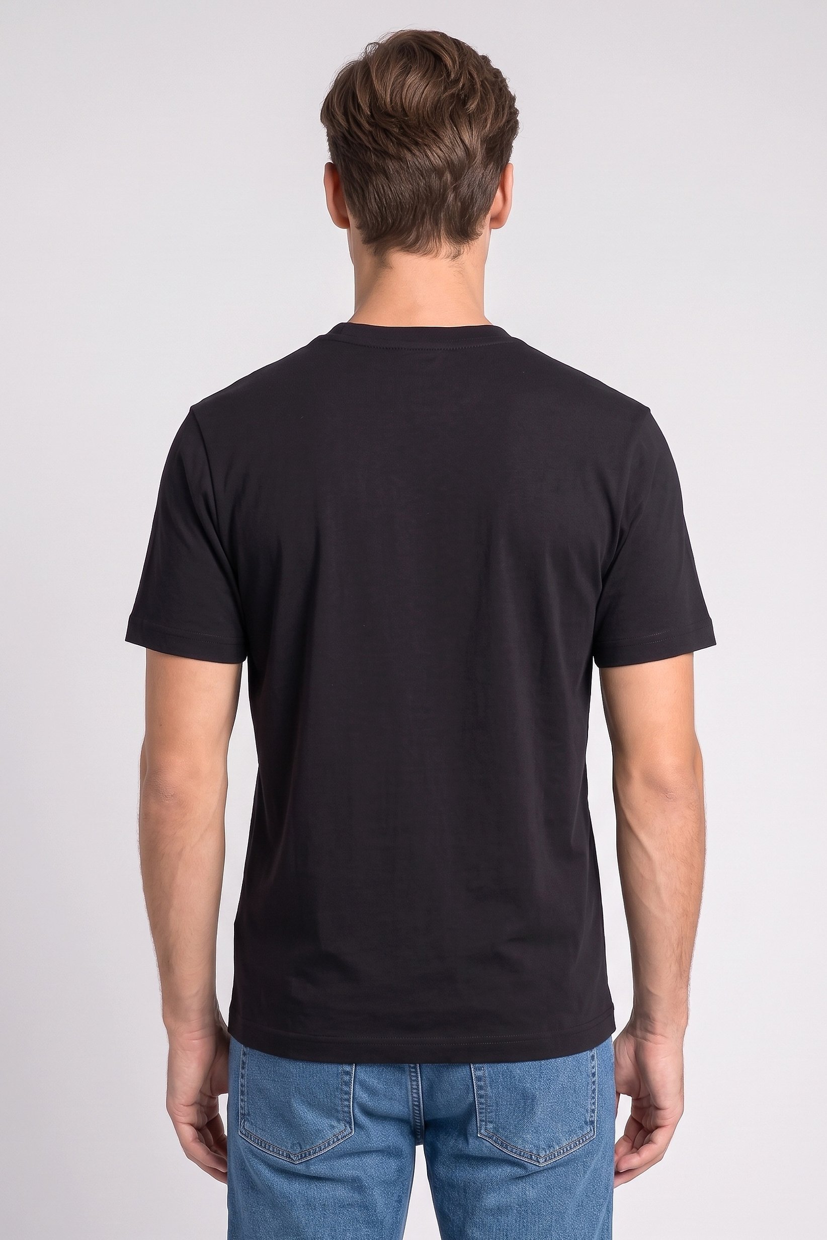 Men Crew Neck Short Sleeve Brand Logo T-Shirt, Black