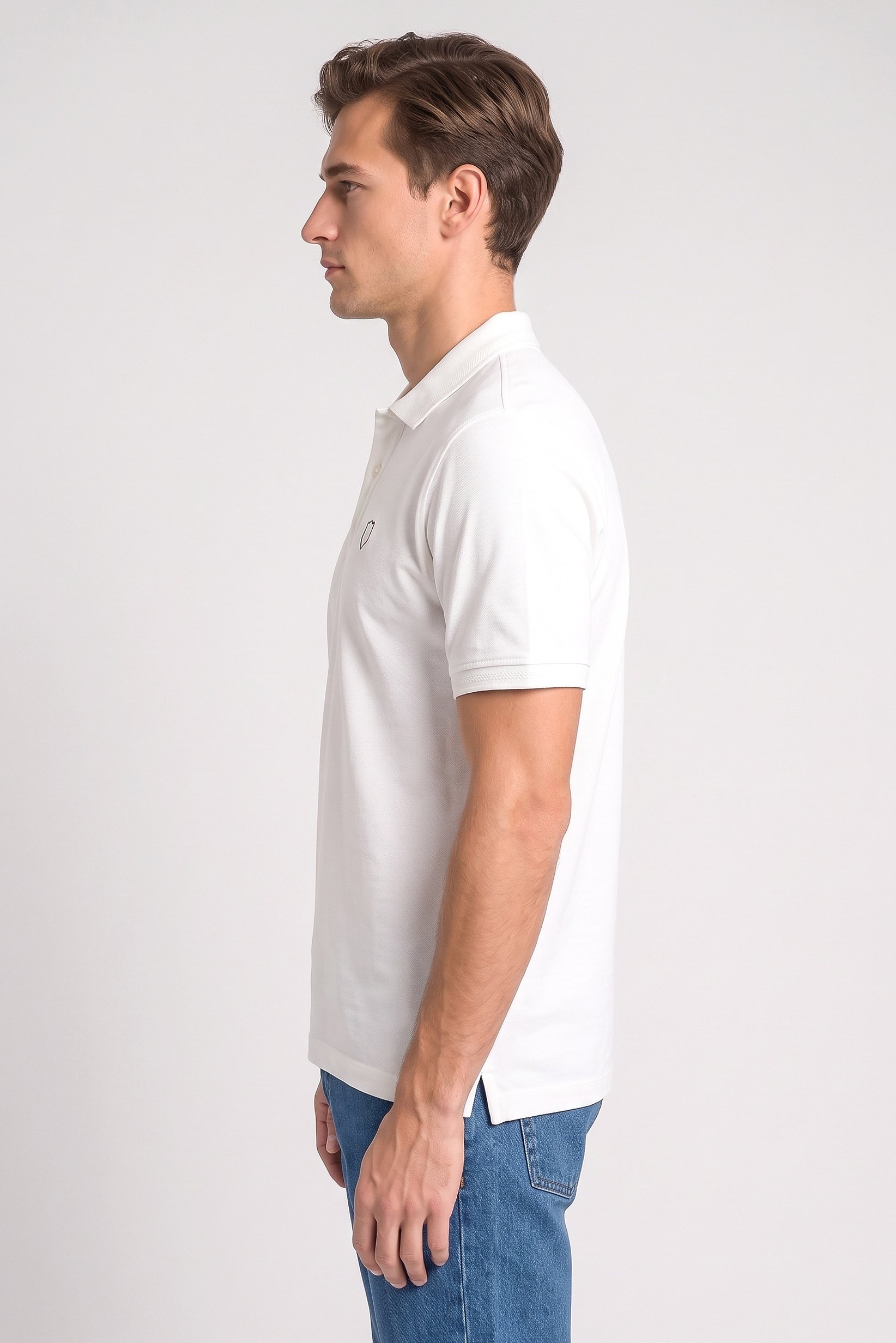 Men Regular Fit Embroidered Short Sleeve Polo, White