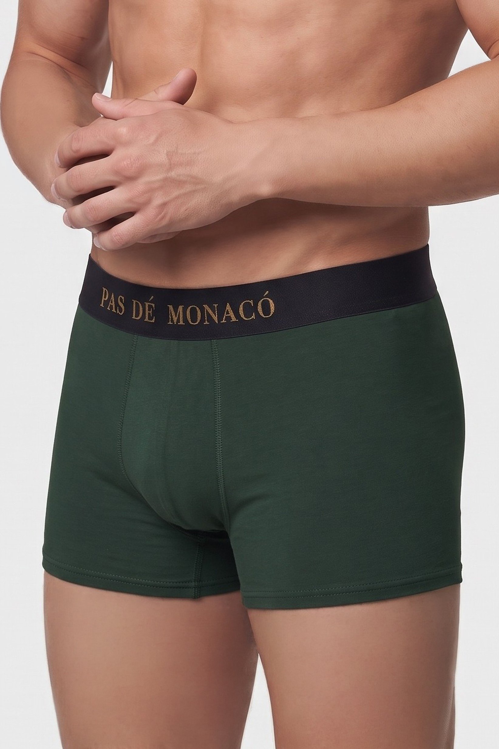 Men 3 Pieces Brand Logo Boxer Briefs, Dark Green