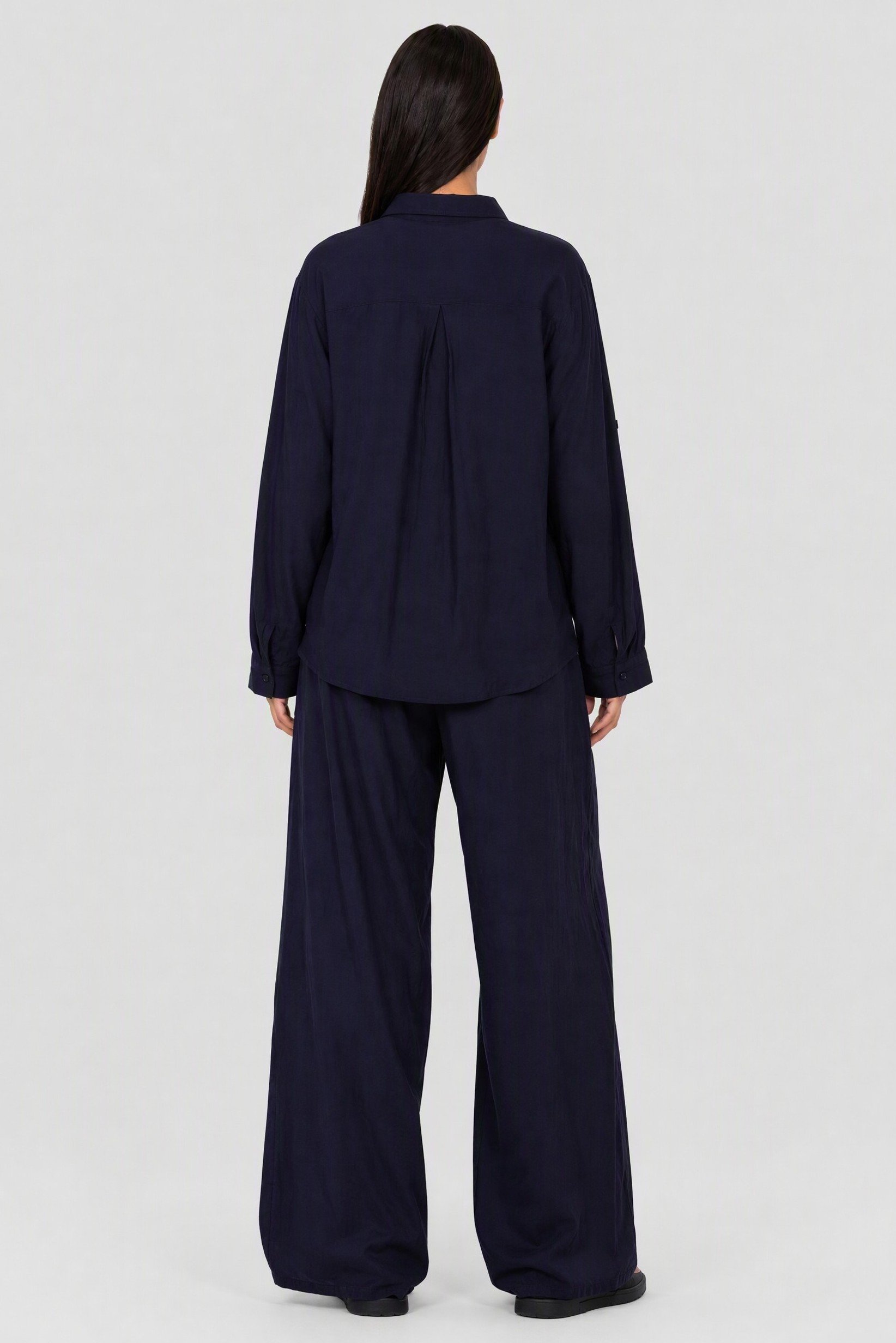 Women 2 Pieces Embroidered Shirt And Bottom Co-Ord Set, Navy Blue