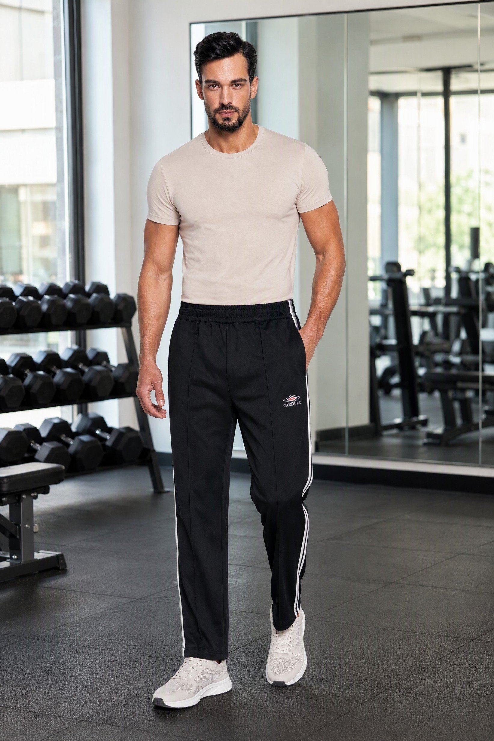 Men Sportswear Fit Training Track Pants, Black