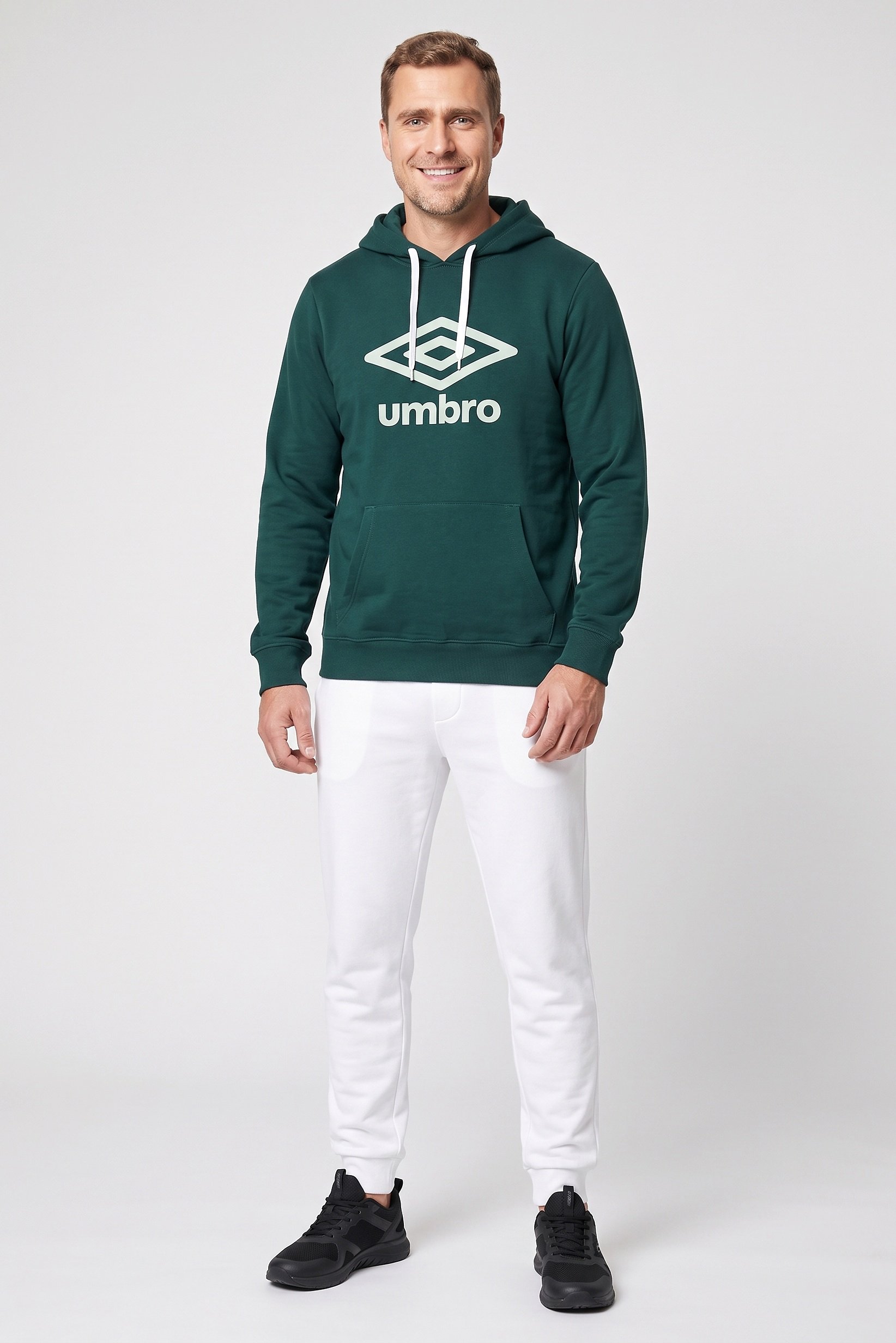 Men Sportswear Fit Long Sleeve Outdoor Hoodie, Dark Green