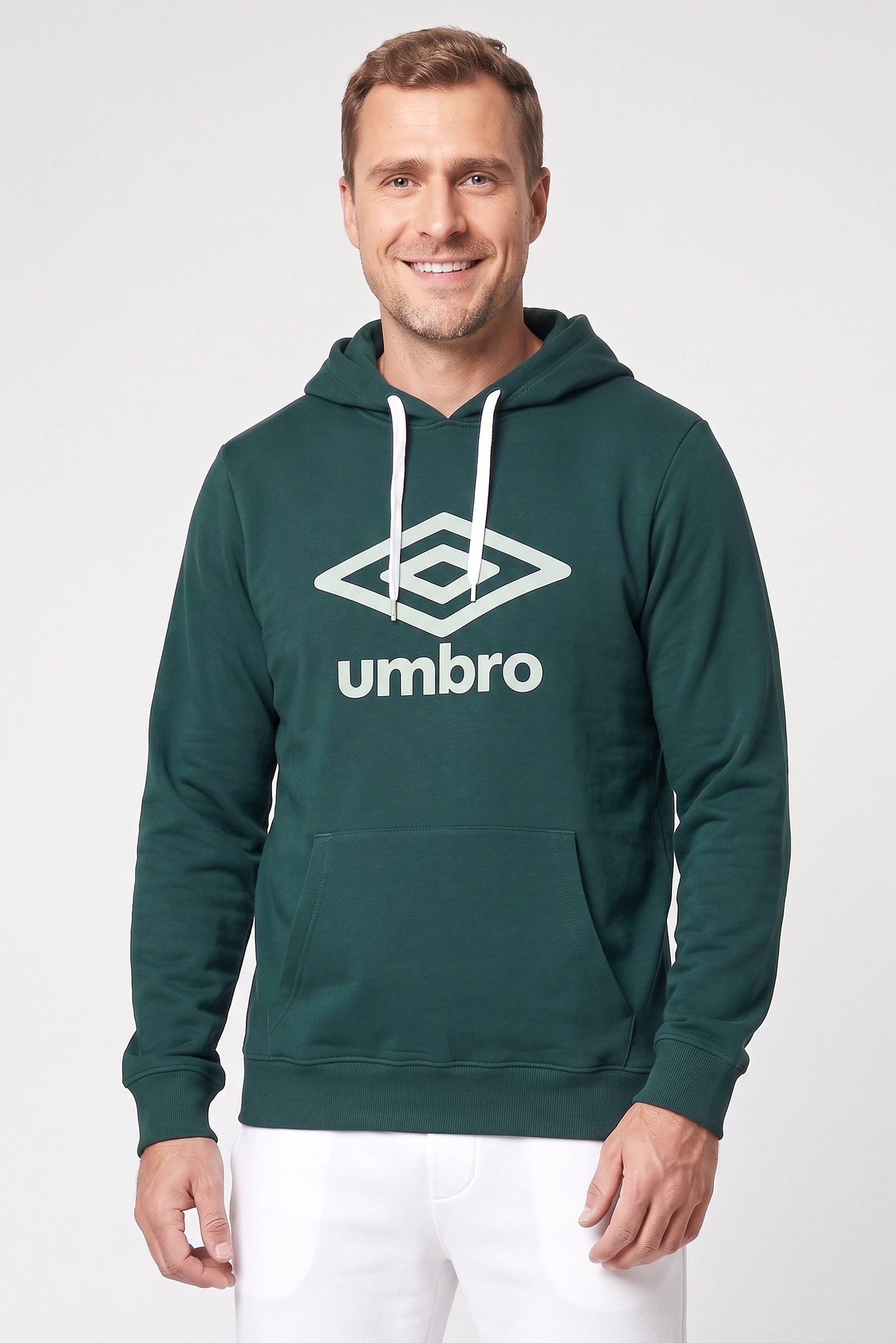 Men Sportswear Fit Long Sleeve Outdoor Hoodie, Dark Green
