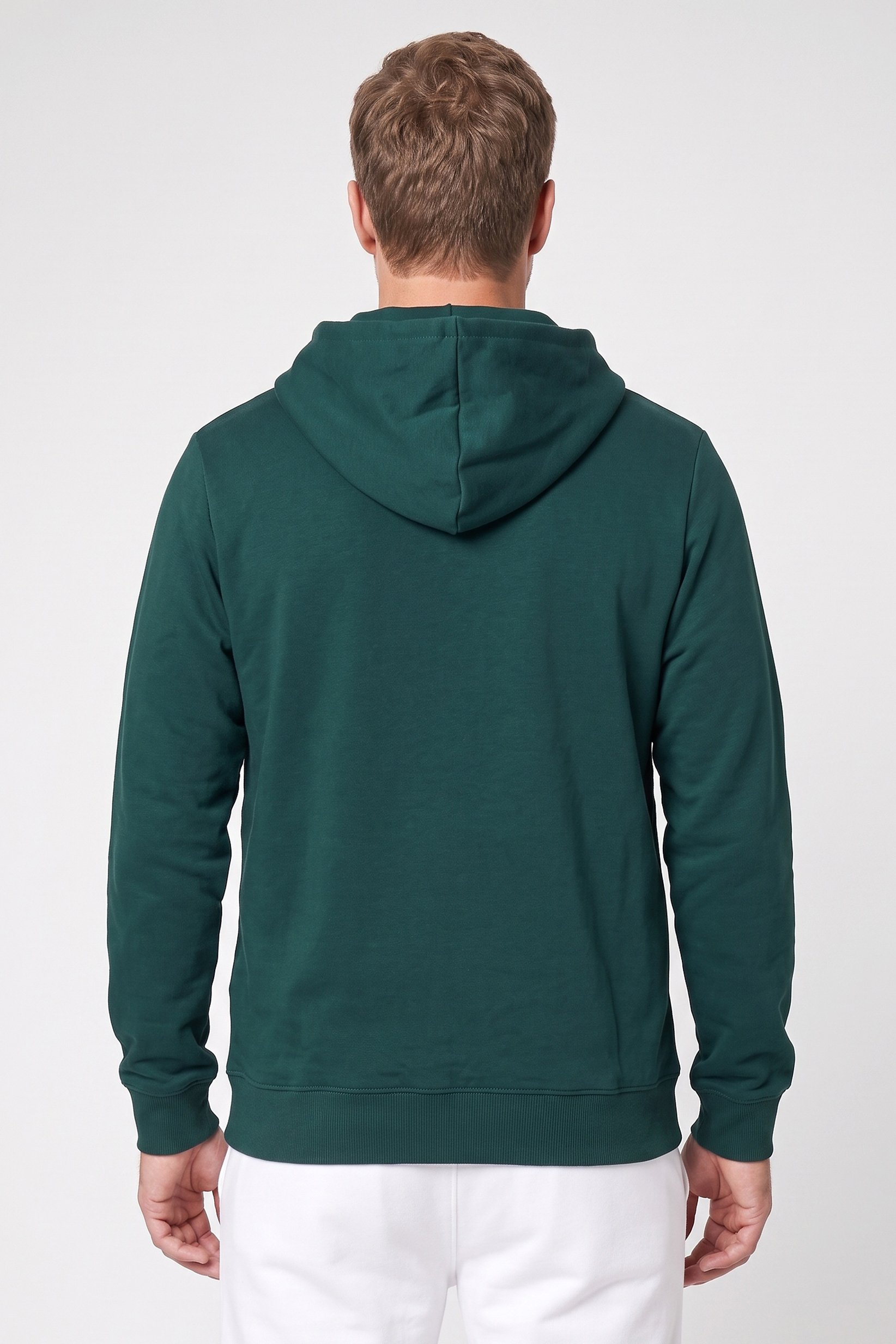 Men Sportswear Fit Long Sleeve Outdoor Hoodie, Dark Green