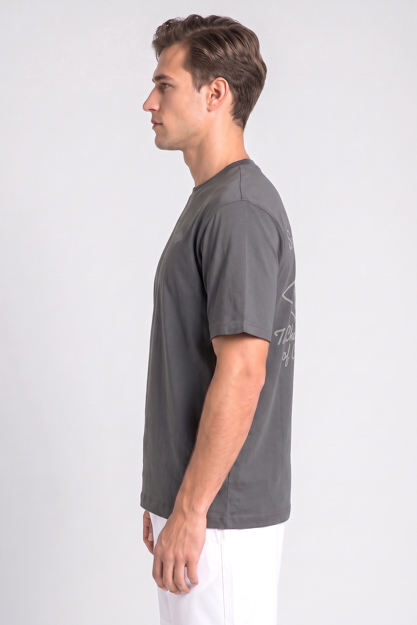 Men Sportswear Fit Short Sleeve Outdoor T-Shirt, Grey