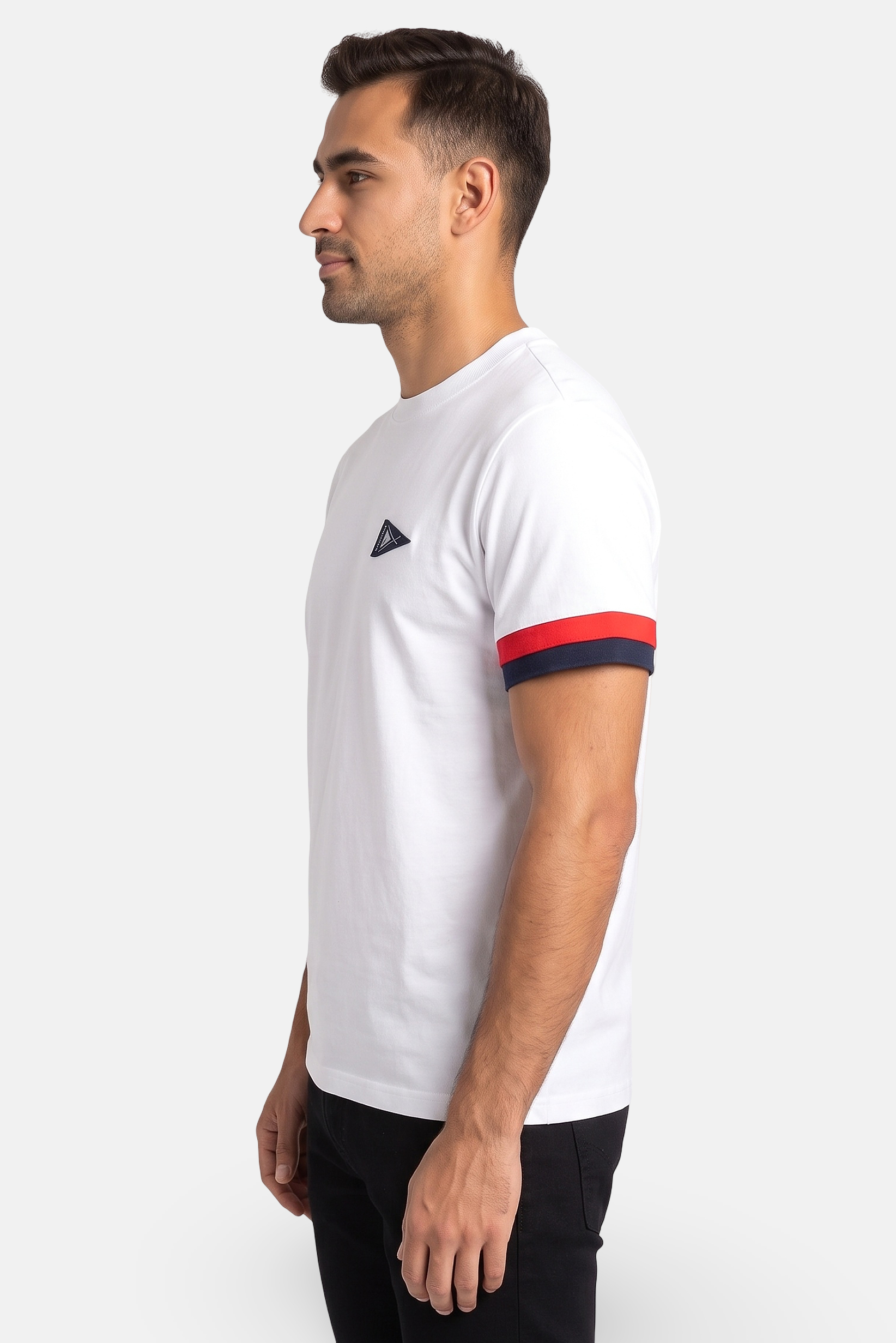 Men Crew Neck Short Sleeve Embroidered Logo T-Shirt, White