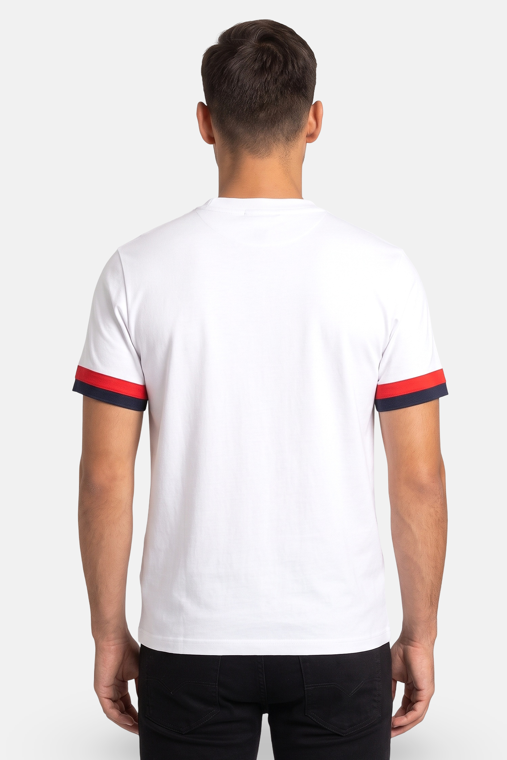 Men Crew Neck Short Sleeve Embroidered Logo T-Shirt, White
