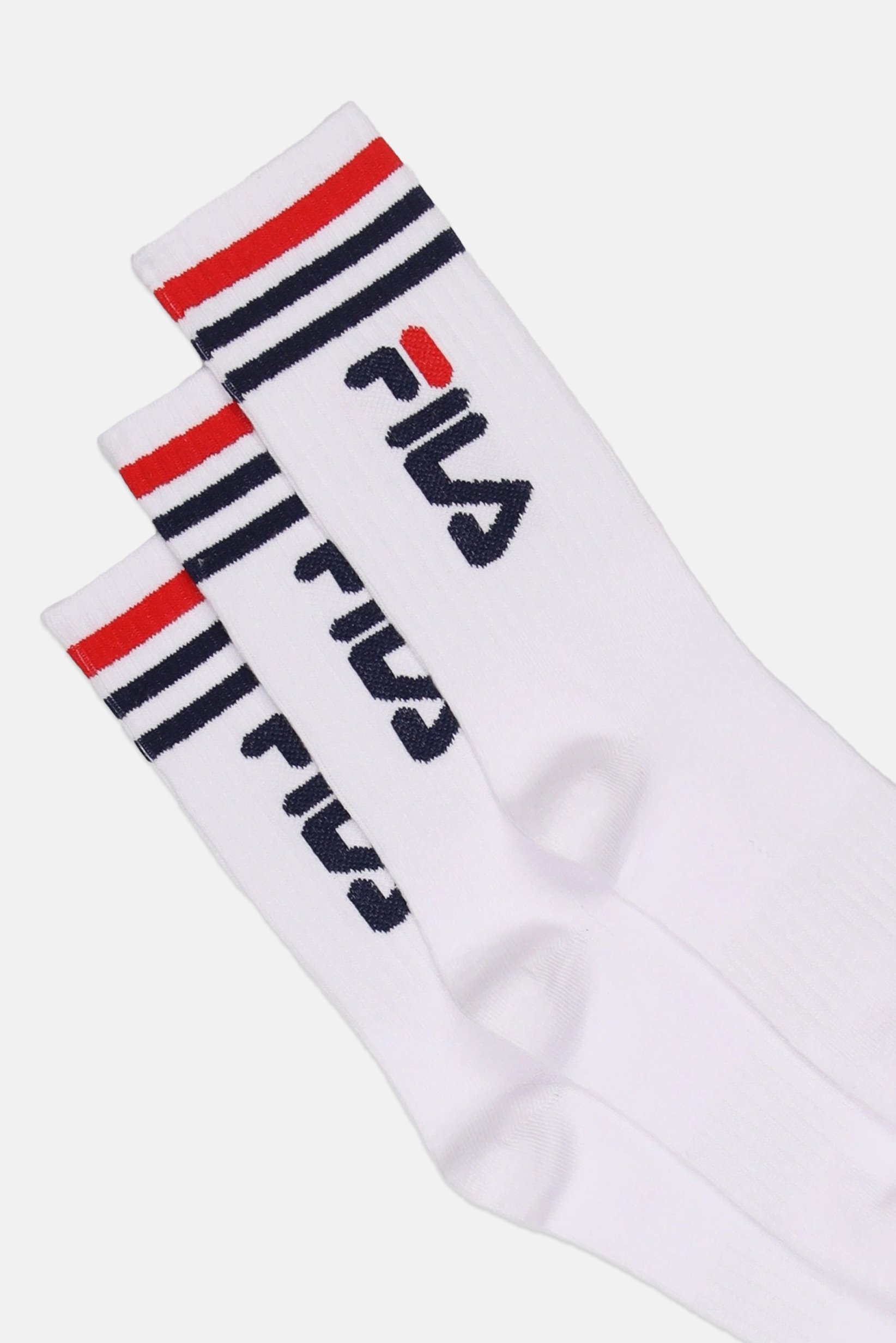 Men 3 Pairs Brand Logo Crew Socks, White