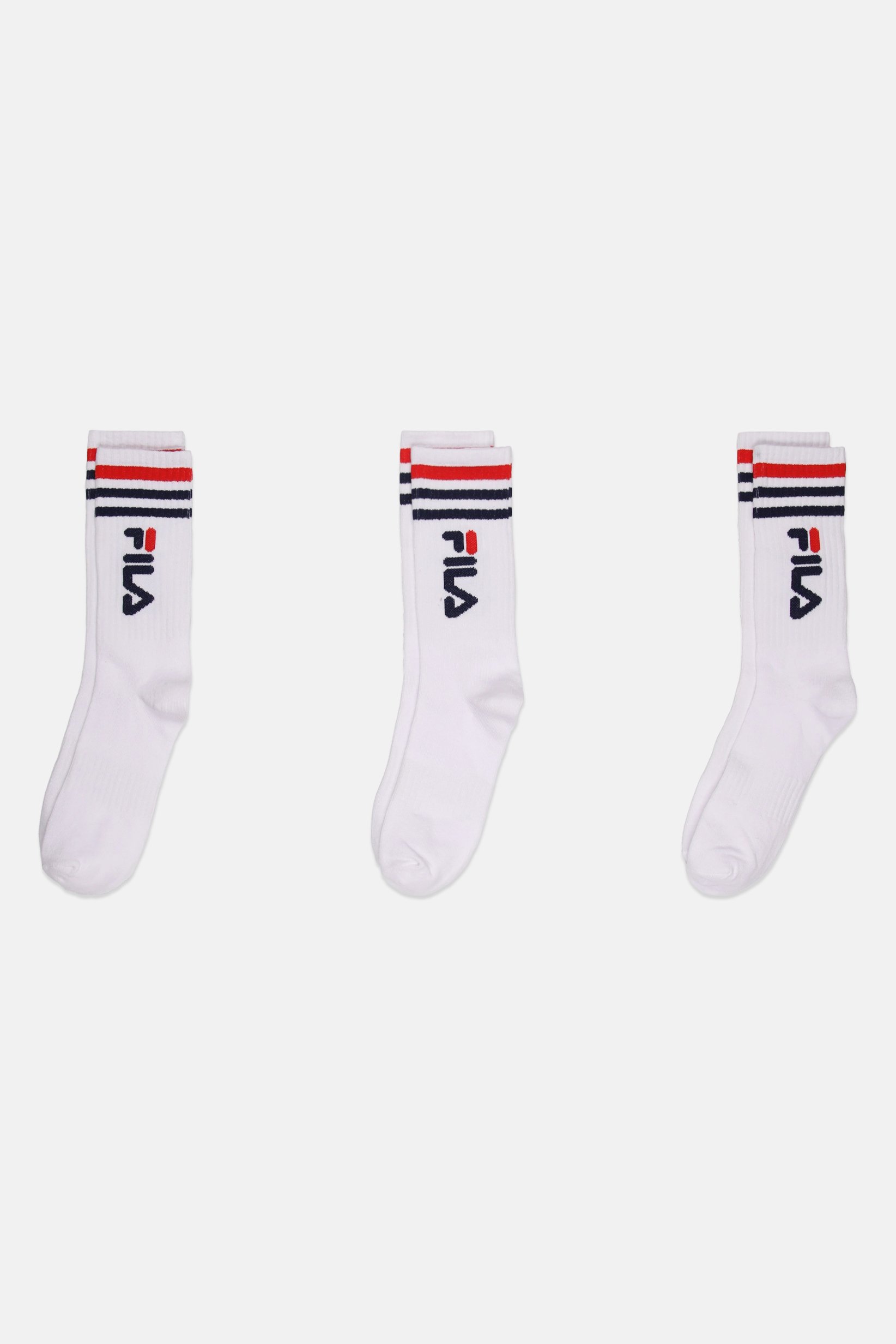 Men 3 Pairs Brand Logo Crew Socks, White