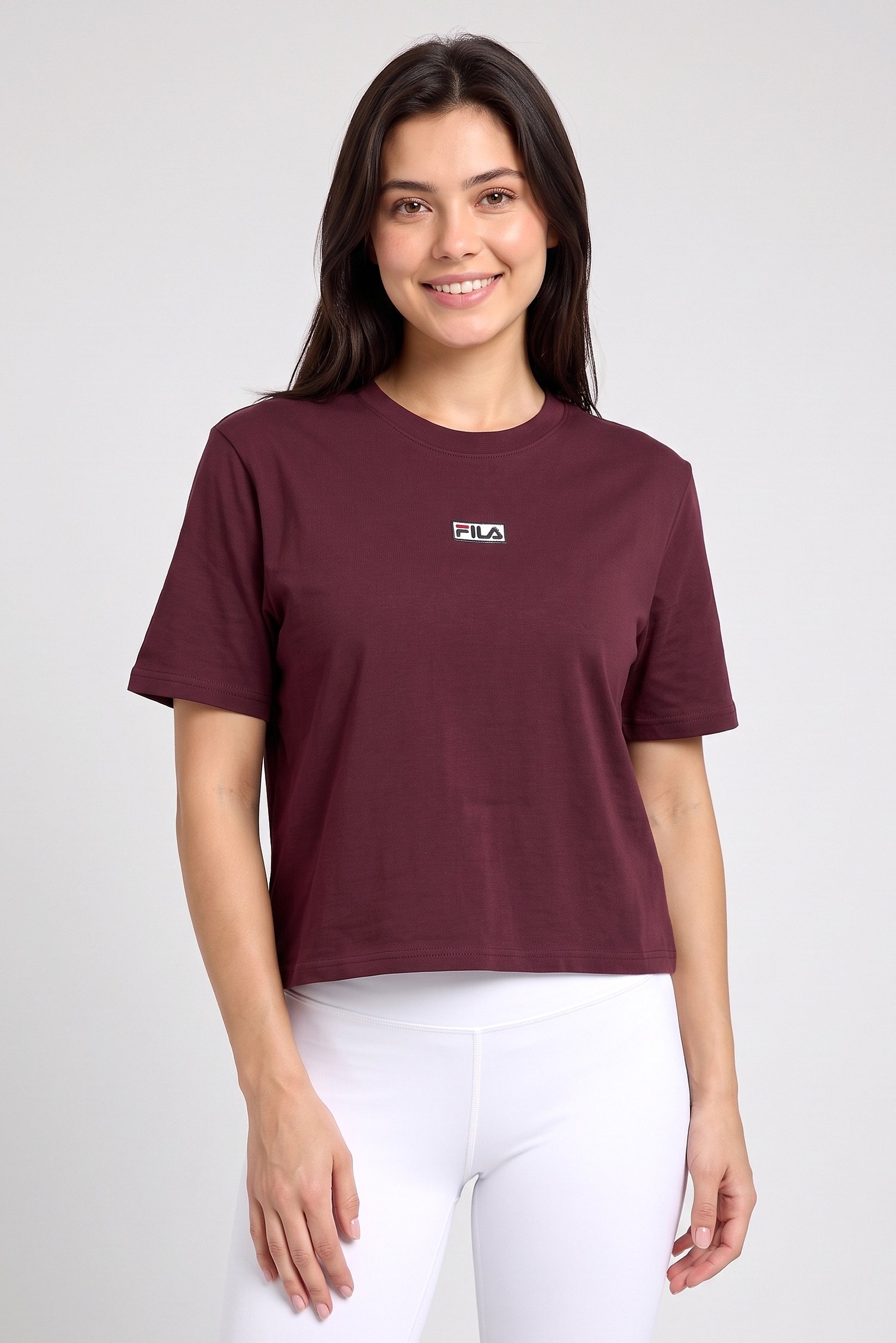Women Boxy Fit Short Sleeve Outdoor T-Shirt, Maroon