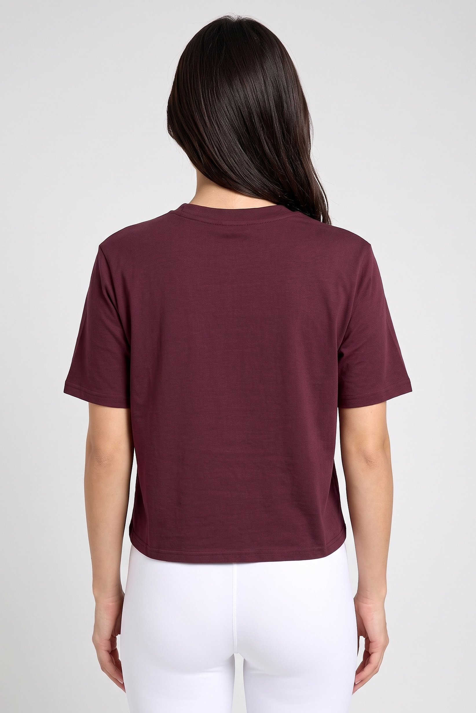 Women Boxy Fit Short Sleeve Outdoor T-Shirt, Maroon