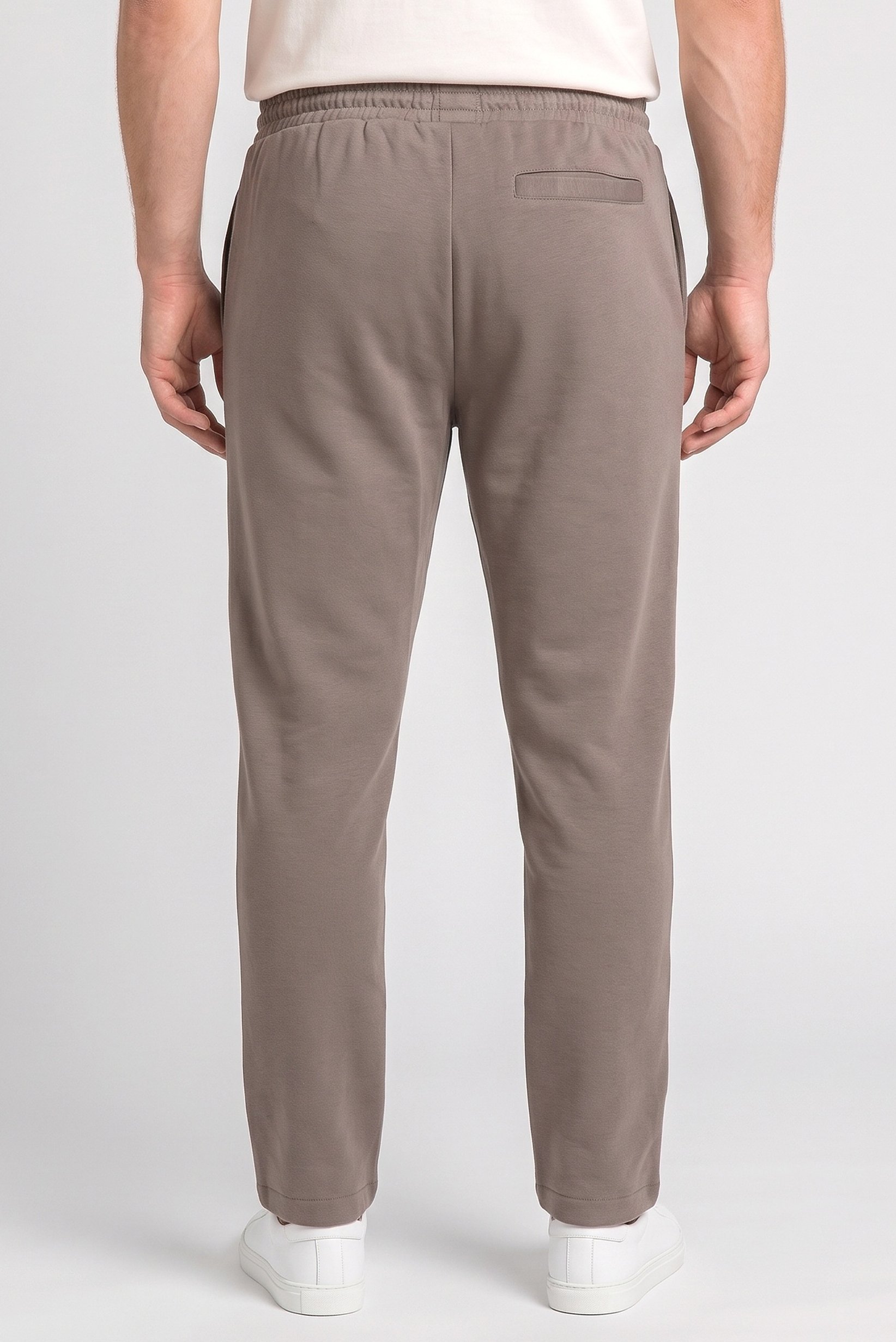 Men Regular Fit Plain Sweatpants, Taupe