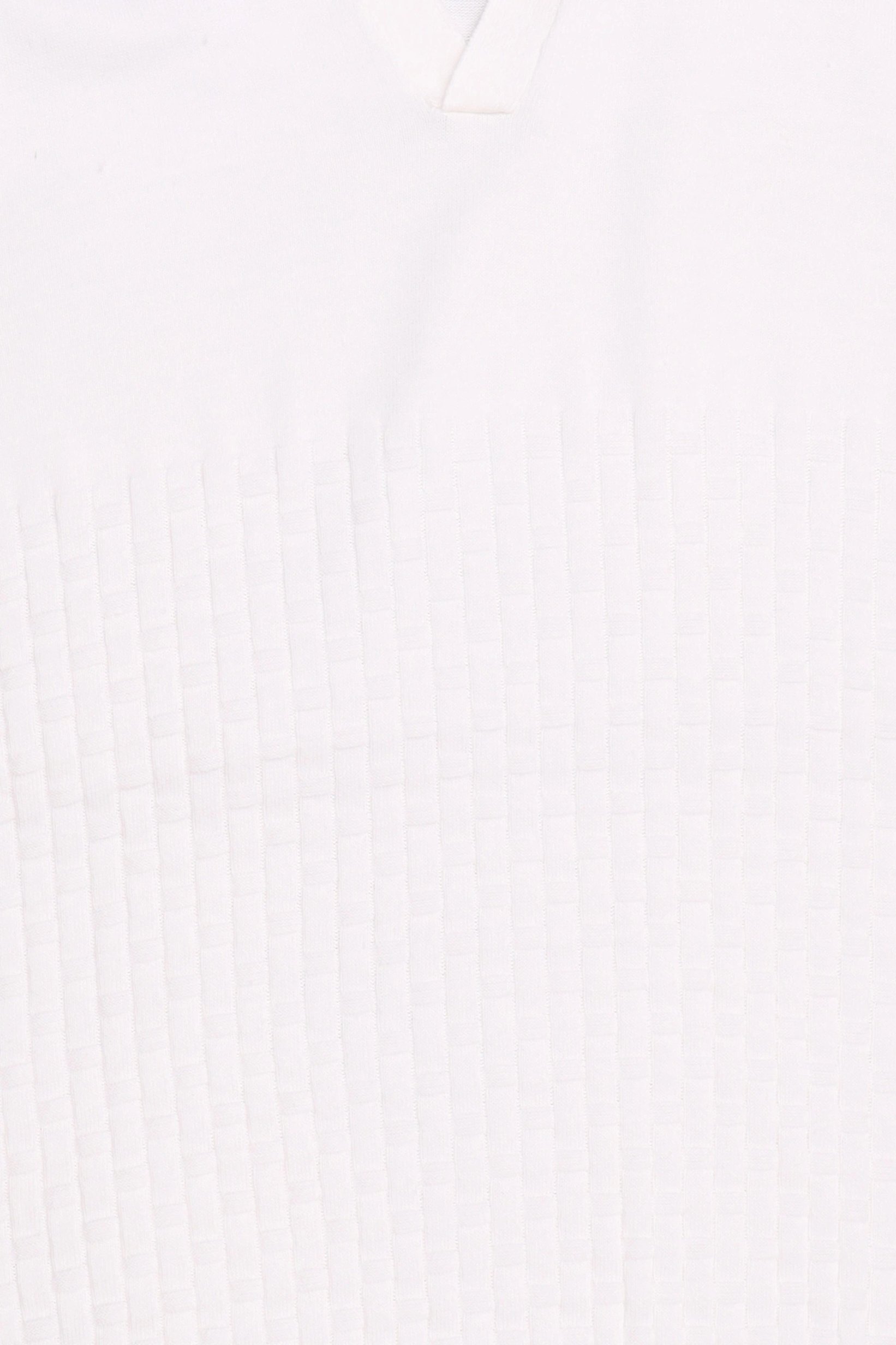 Men Regular Fit Textured Short Sleeve Polo Shirt, White