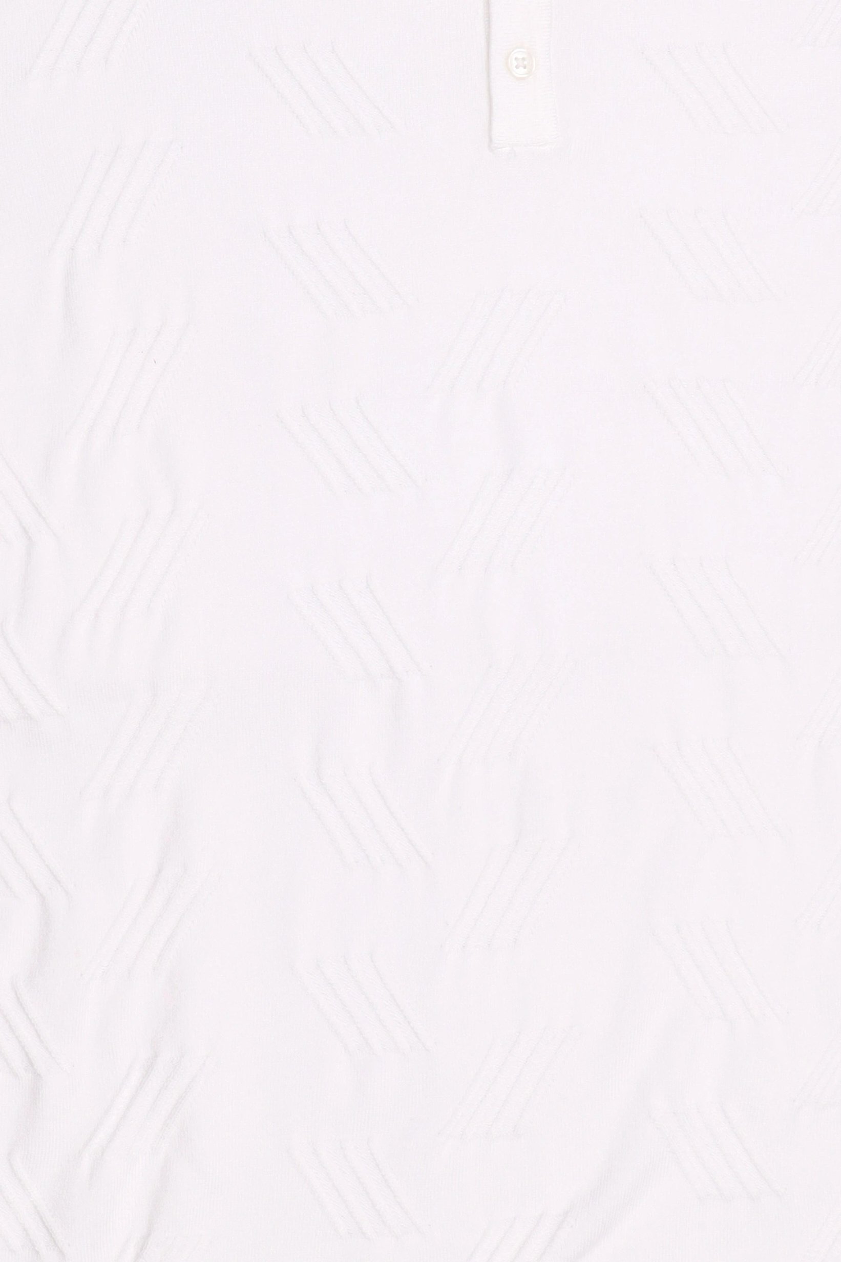 Men Regular Fit Short Sleeve Textured Polo, White