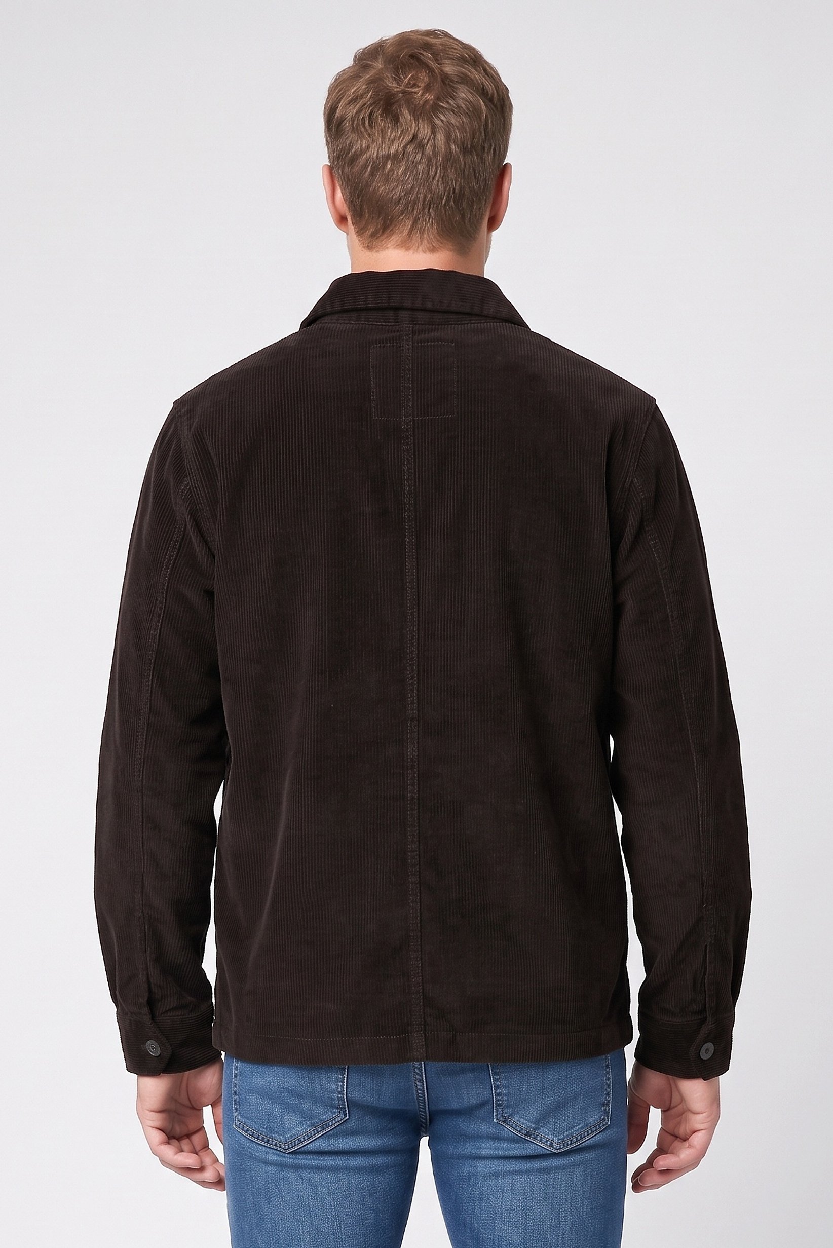 Men Corduroy Jacket Shirt, Dark Chocolate