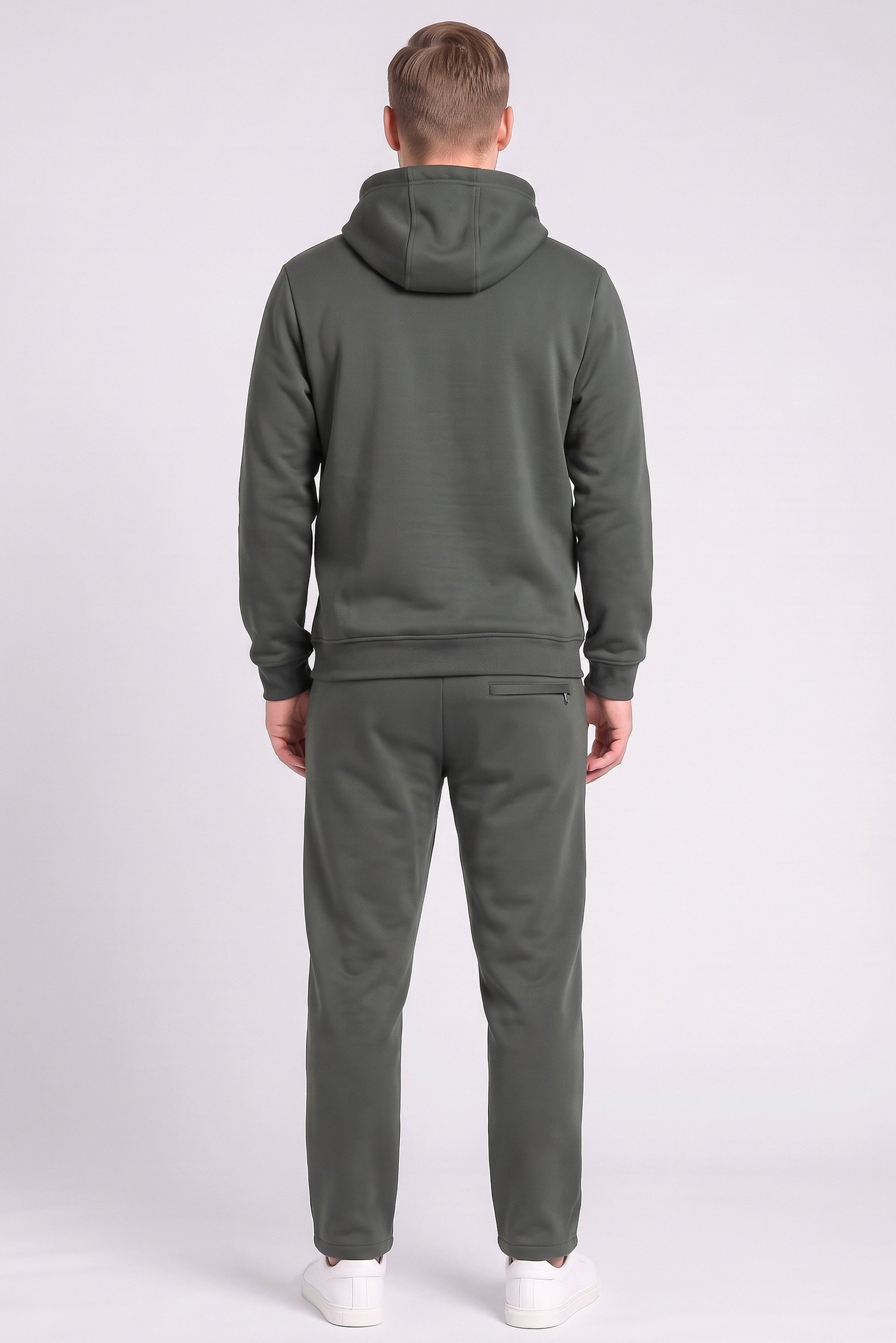 Men 2 Pieces Long Sleeve Plain Hoodies And Sweatpants Set, Forest Green