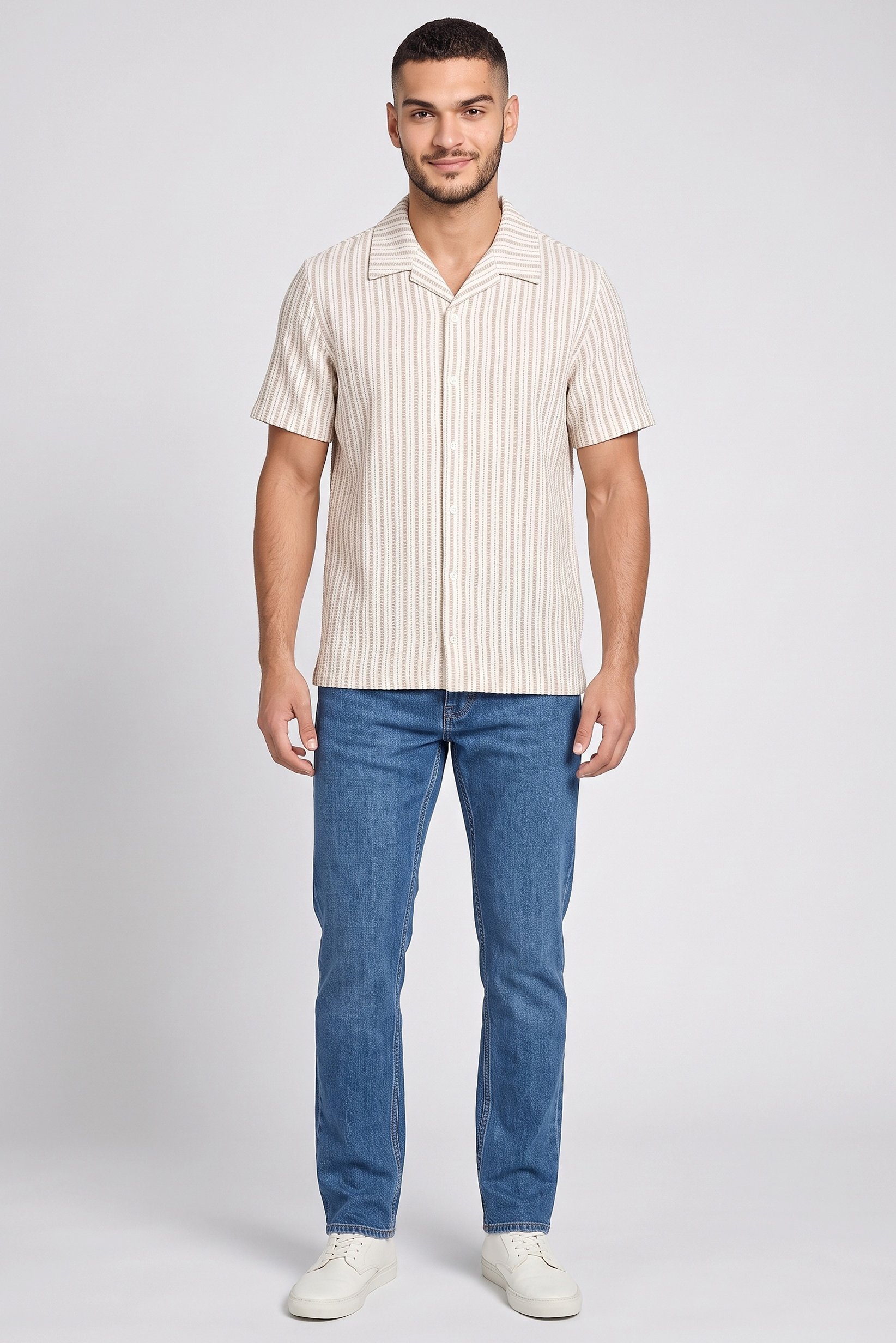 Men Regular Fit Stripe Short Sleeve Casual Shirt, Multicolor