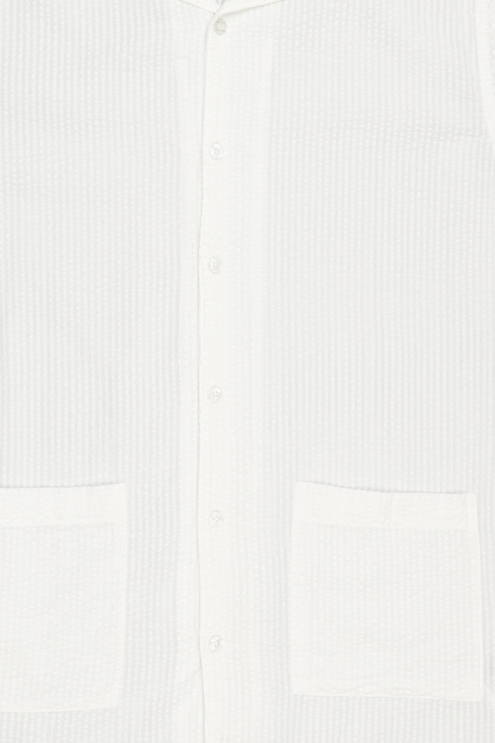 Men Regular Fit Short Sleeve Textured Casual Shirt, White